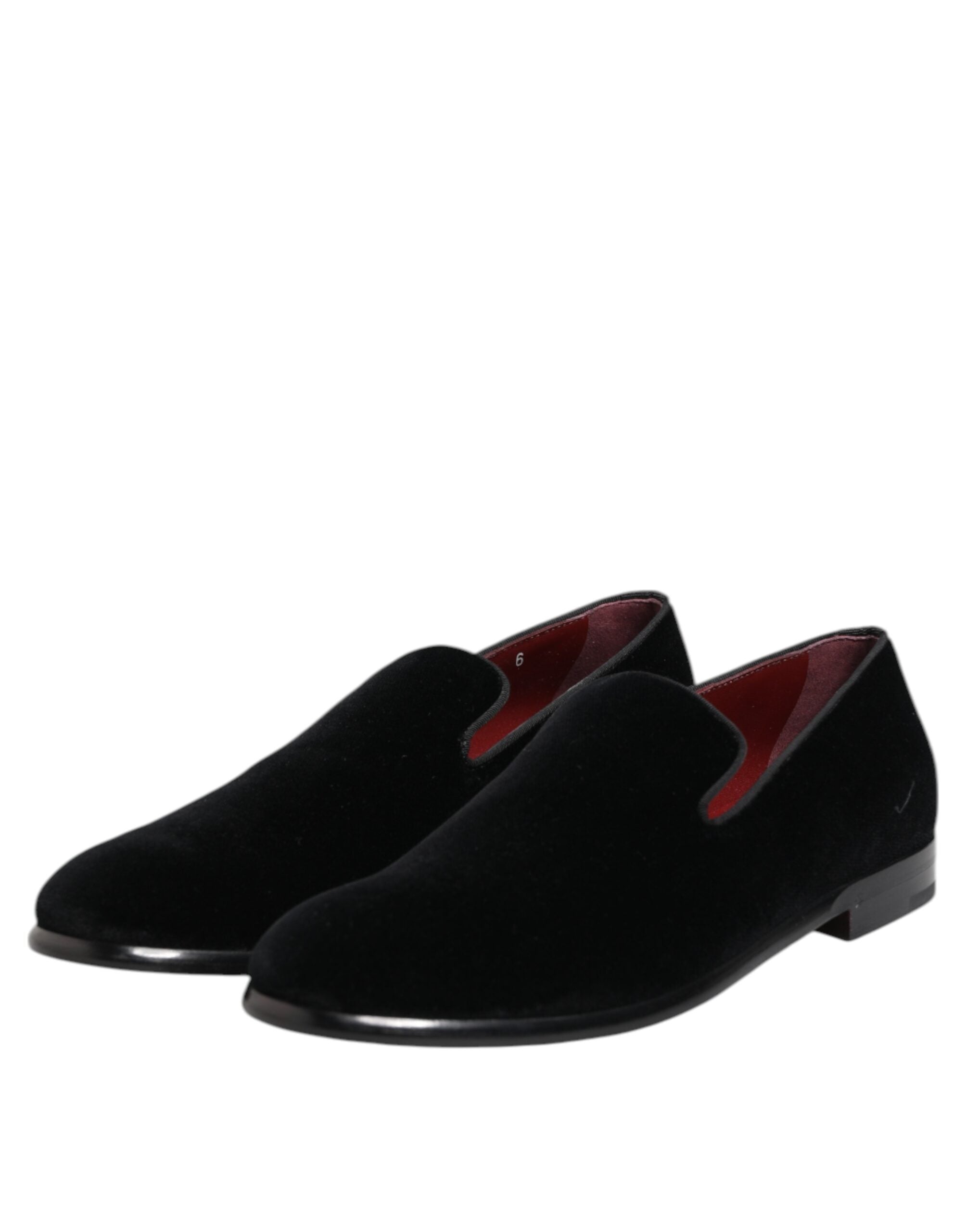 Dolce & Gabbana Schwarzer Samt Loafers Formal Männer Kleid Schuhe-4
