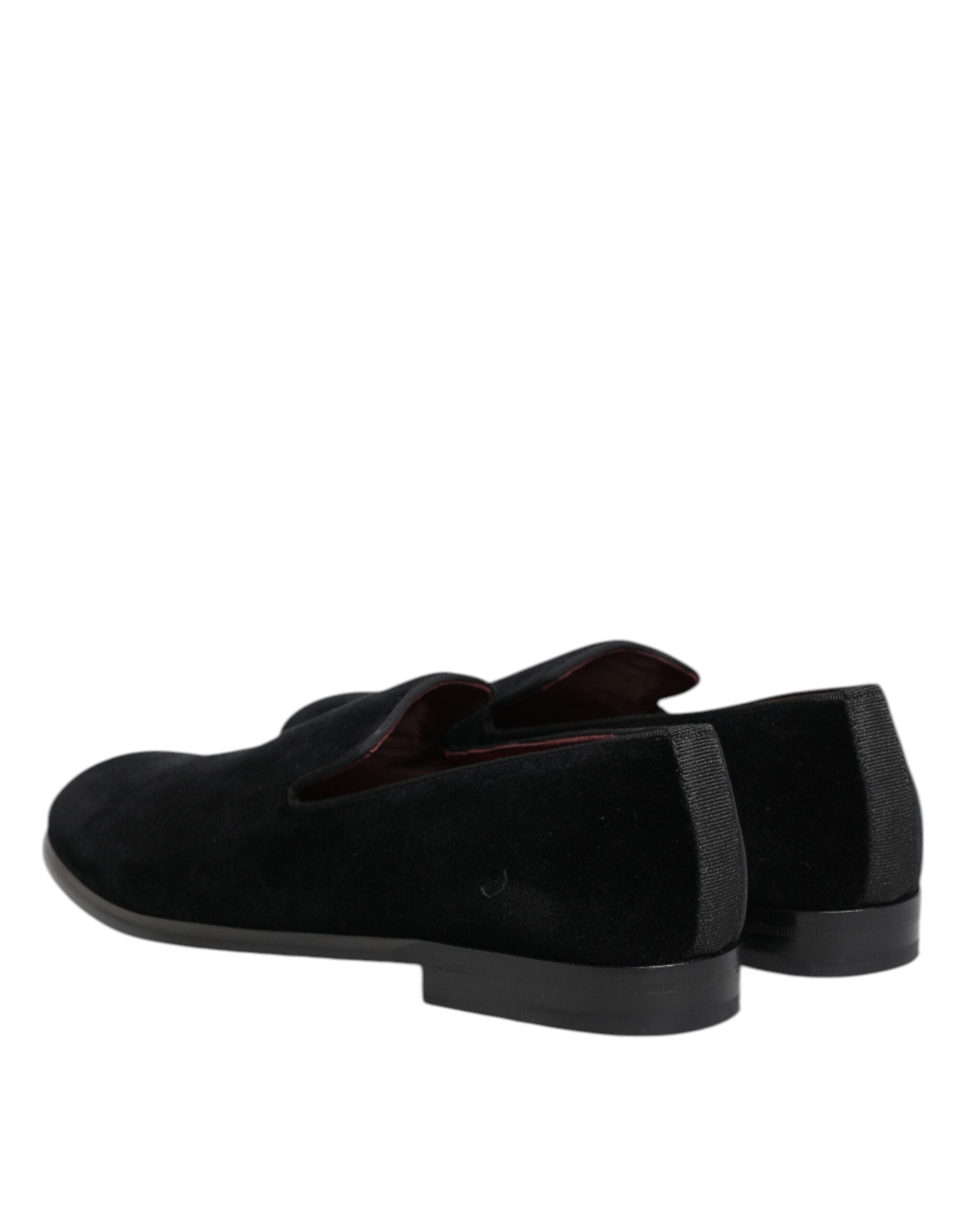Dolce & Gabbana Schwarzer Samt Loafers Formal Männer Kleid Schuhe-5