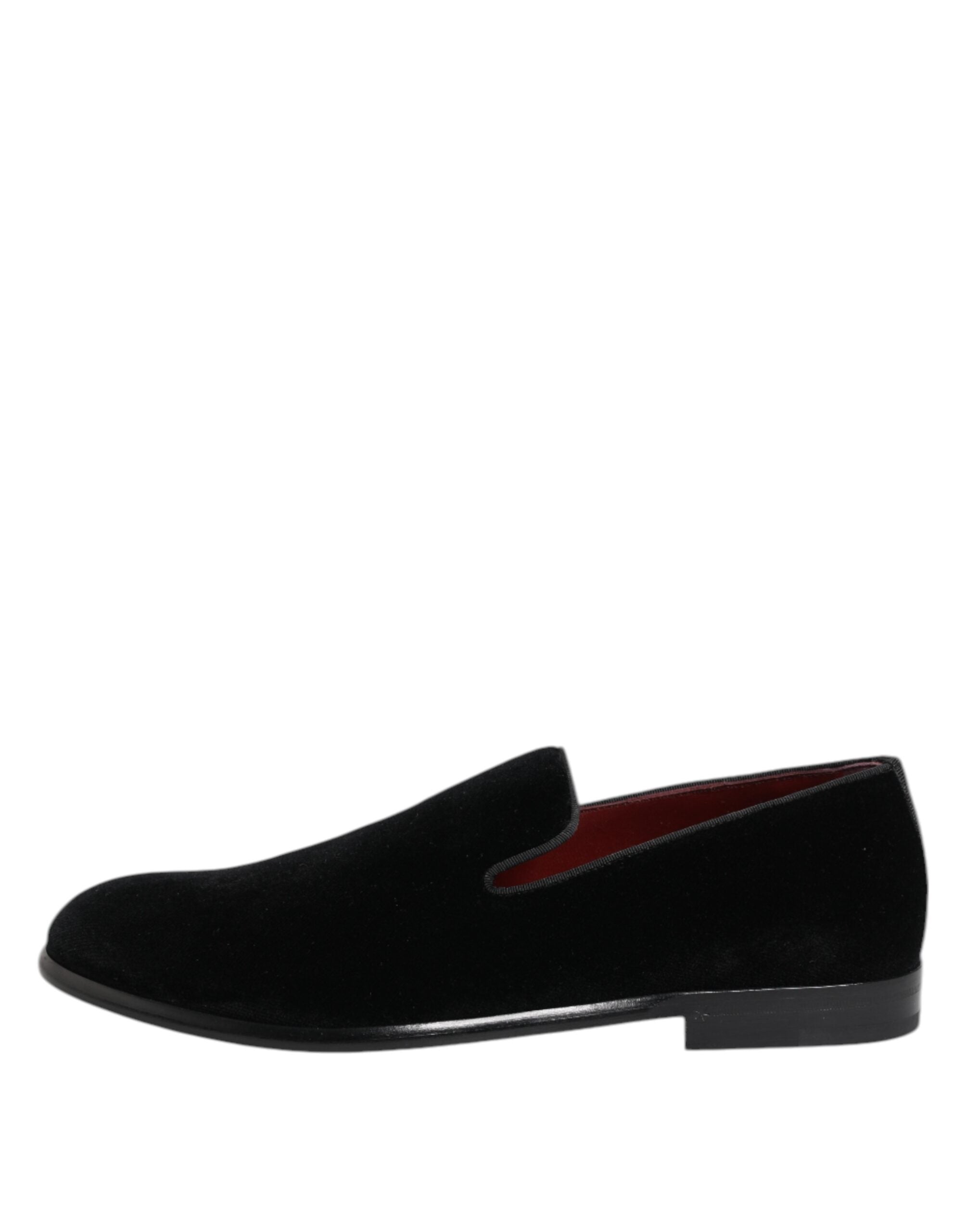 Dolce & Gabbana Schwarzer Samt Loafers Formal Männer Kleid Schuhe-6