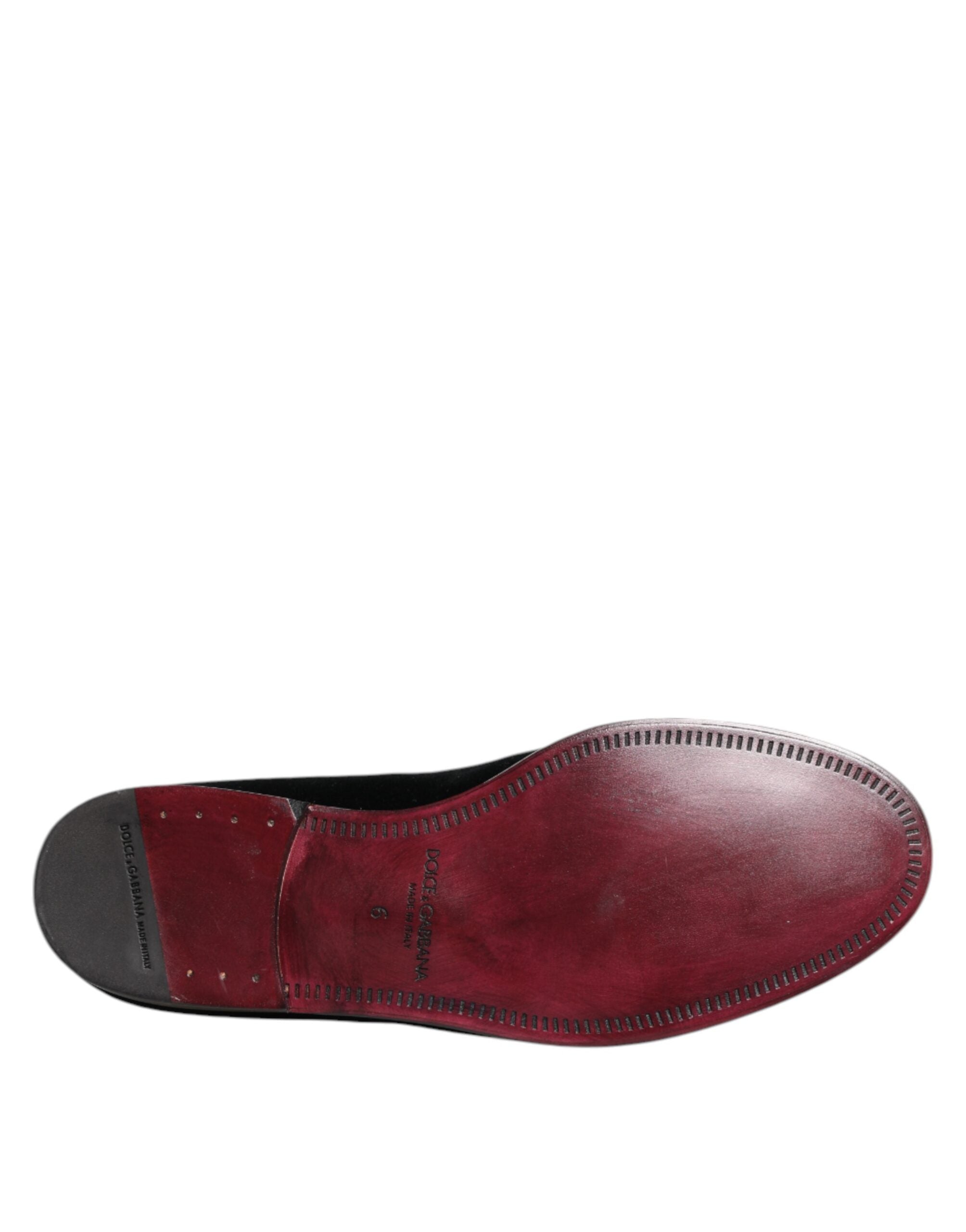 Dolce & Gabbana Schwarzer Samt Loafers Formal Männer Kleid Schuhe-8
