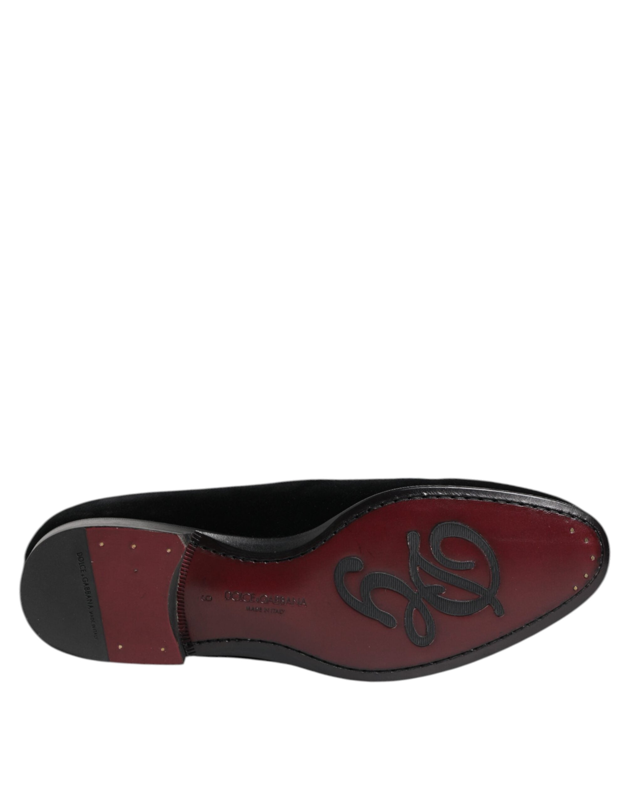 Mocasines de terciopelo negro Dolce & Gabbana, zapatos de vestir formales para hombre-8