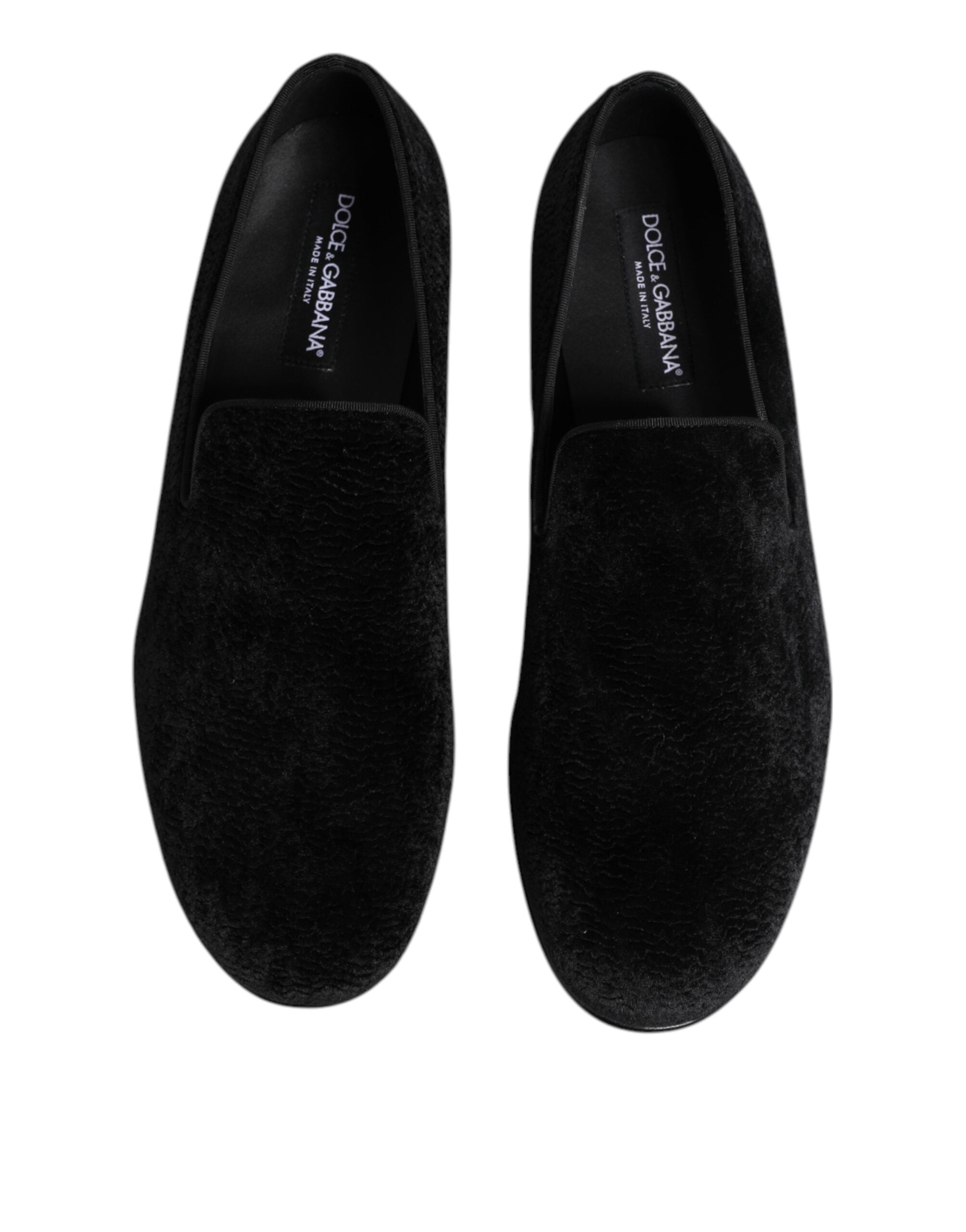 Dolce & Gabbana Black Jacquard Loafers Formal Men's Dress Shoes-3