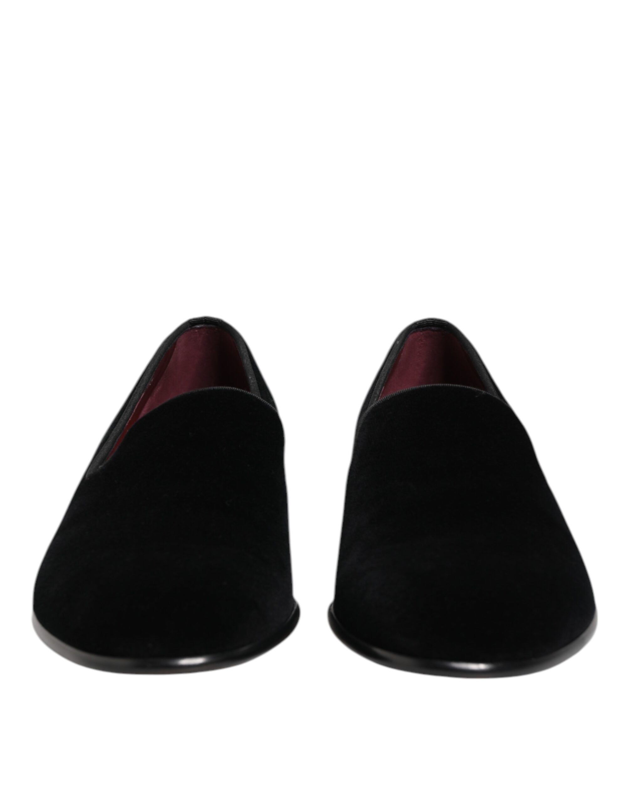 Dolce & Gabbana Black Velvet Slip-On Loafers Men's Formal Shoes-2
