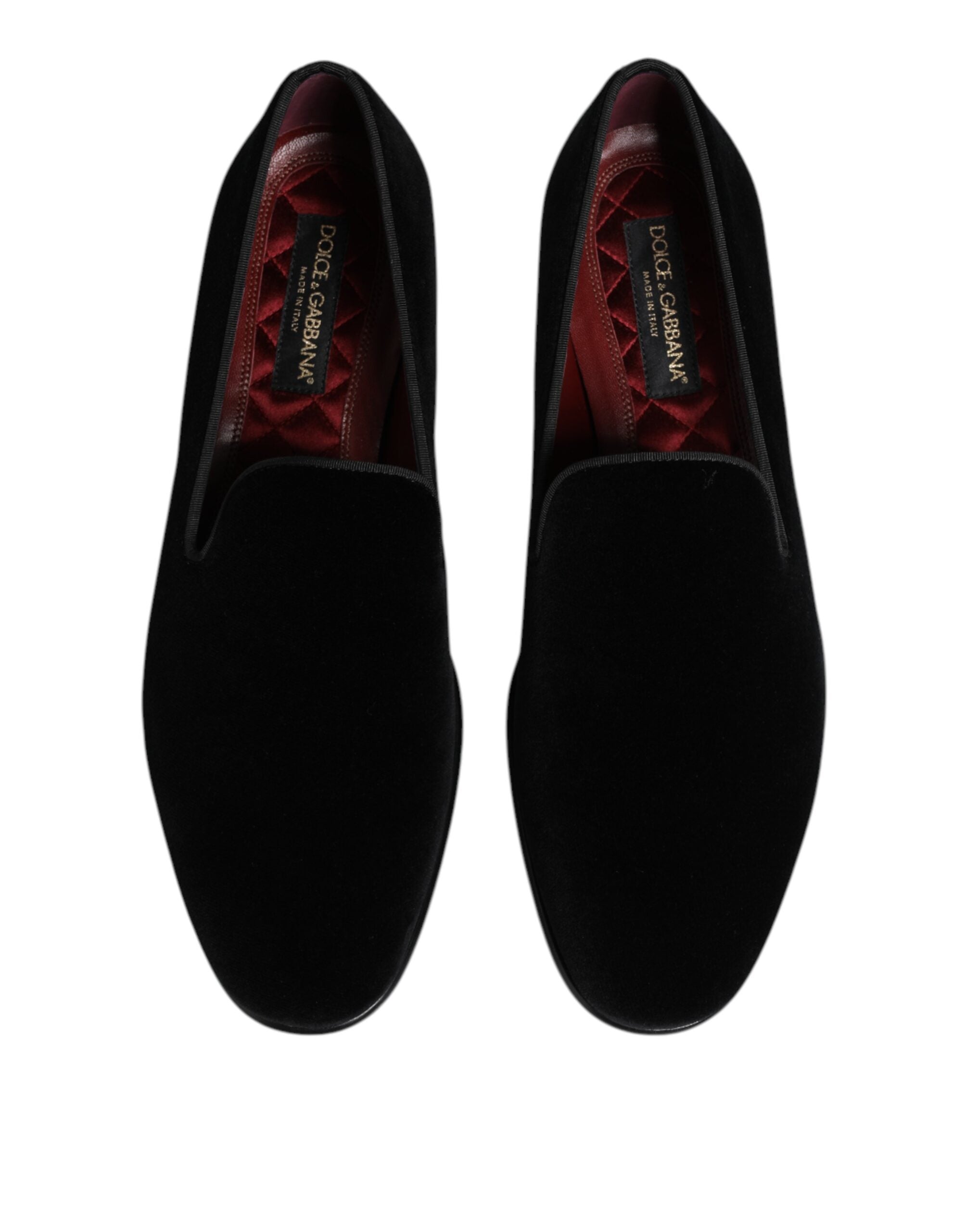 Dolce & Gabbana Black Velvet Slip-On Loafers Men's Formal Shoes-3