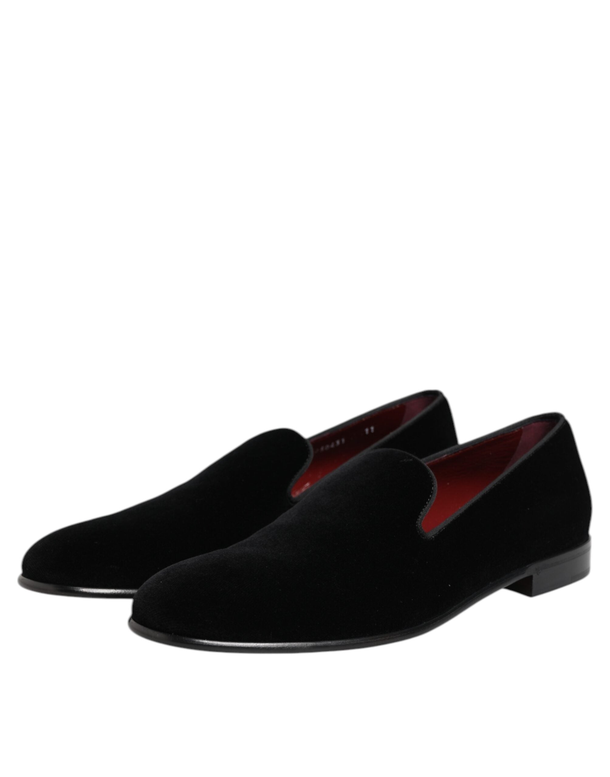 Dolce & Gabbana Black Velvet Slip-On Loafers Men's Formal Shoes-4