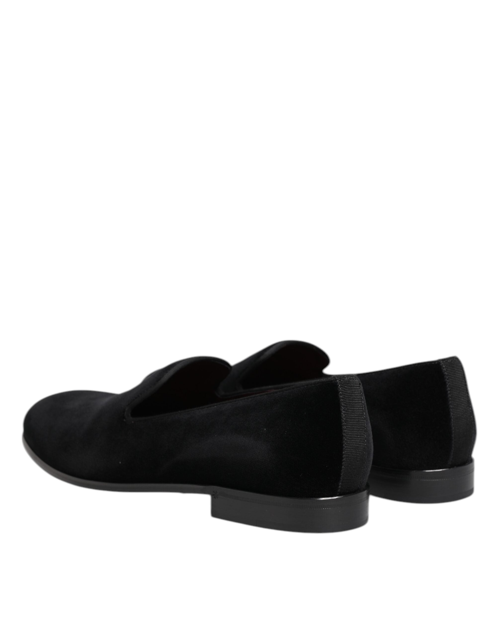 Dolce & Gabbana Black Velvet Slip-On Loafers Men's Formal Shoes-5