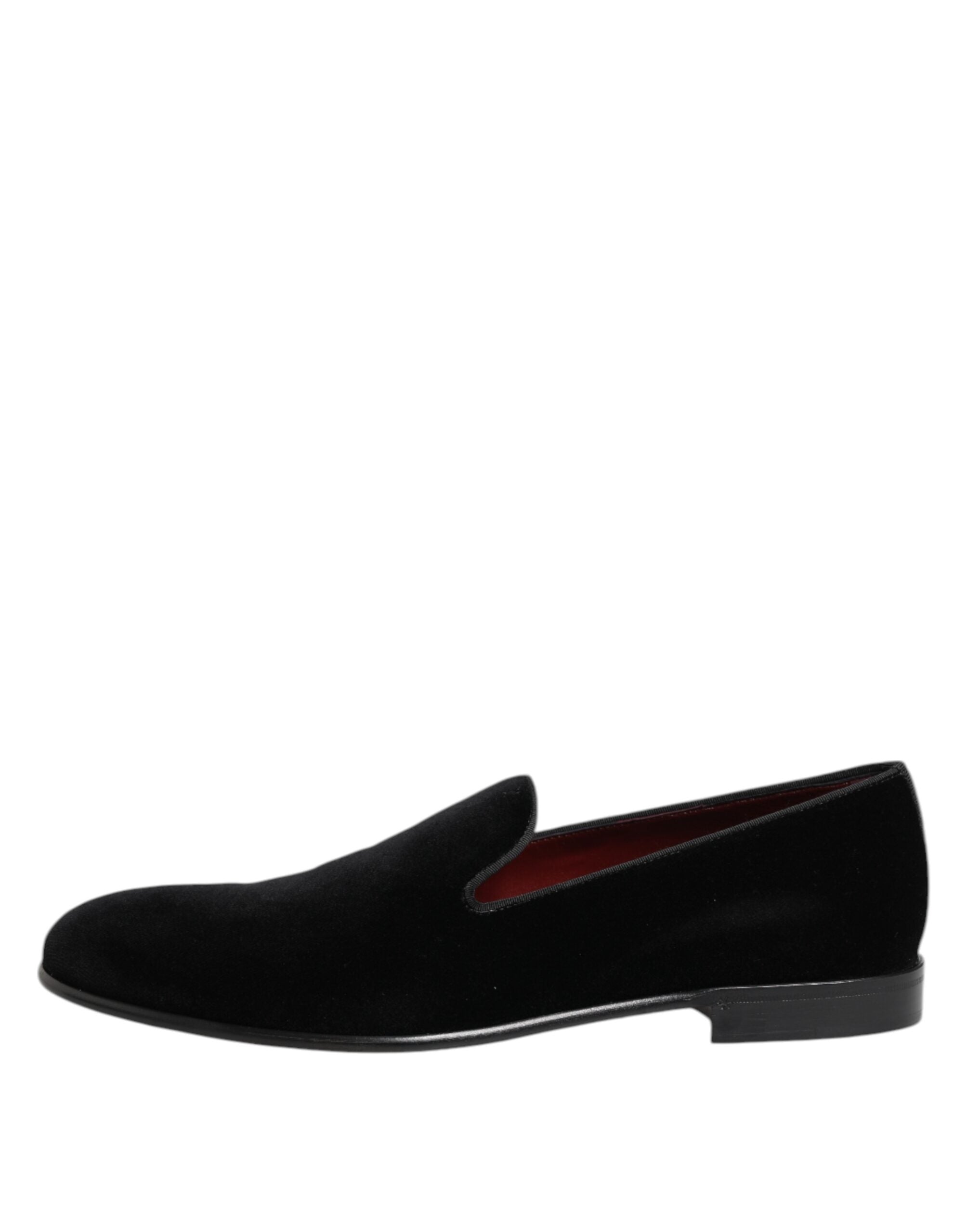 Dolce & Gabbana Black Velvet Slip-On Loafers Men's Formal Shoes-6