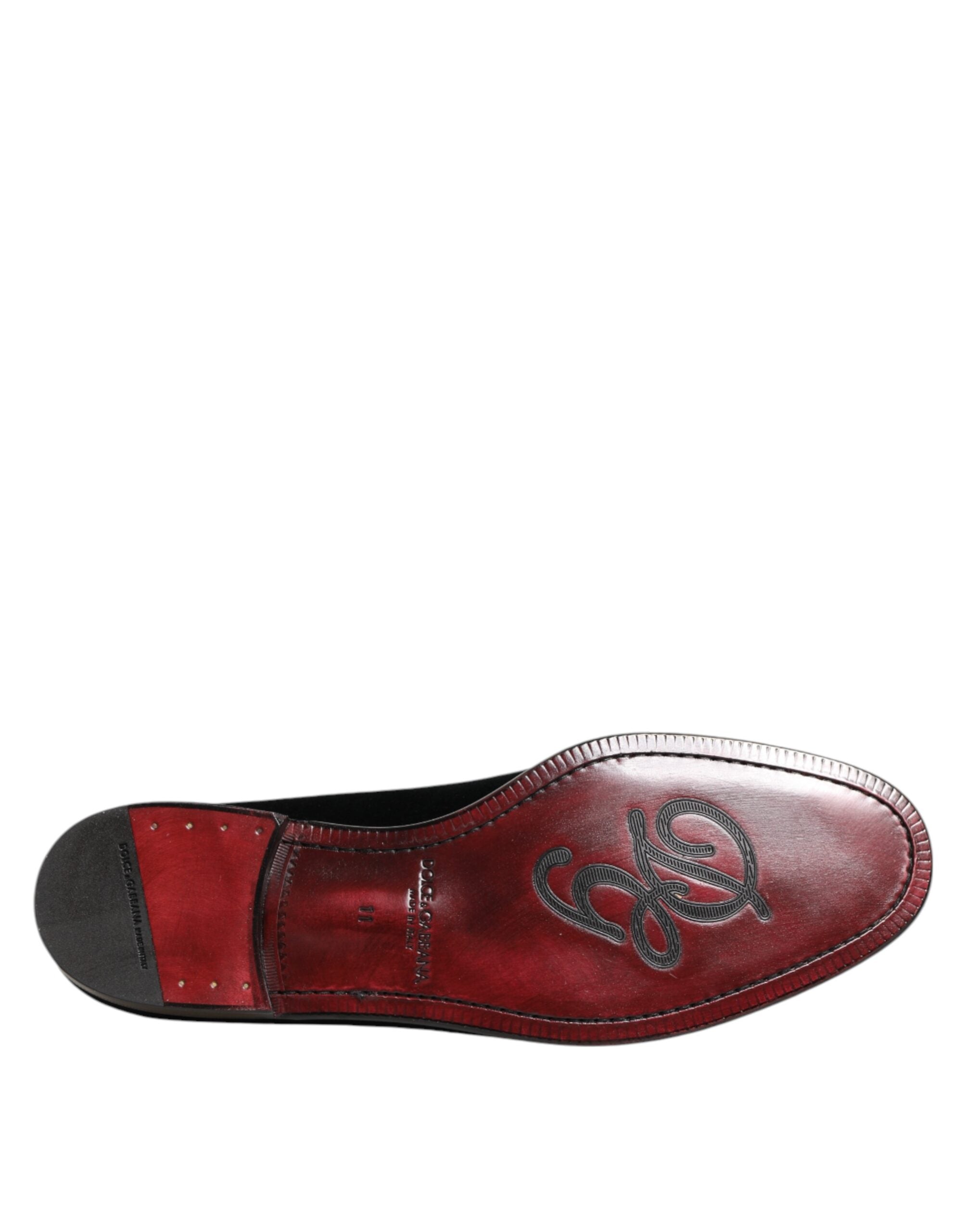 Dolce & Gabbana Black Velvet Slip-On Loafers Men's Formal Shoes-8