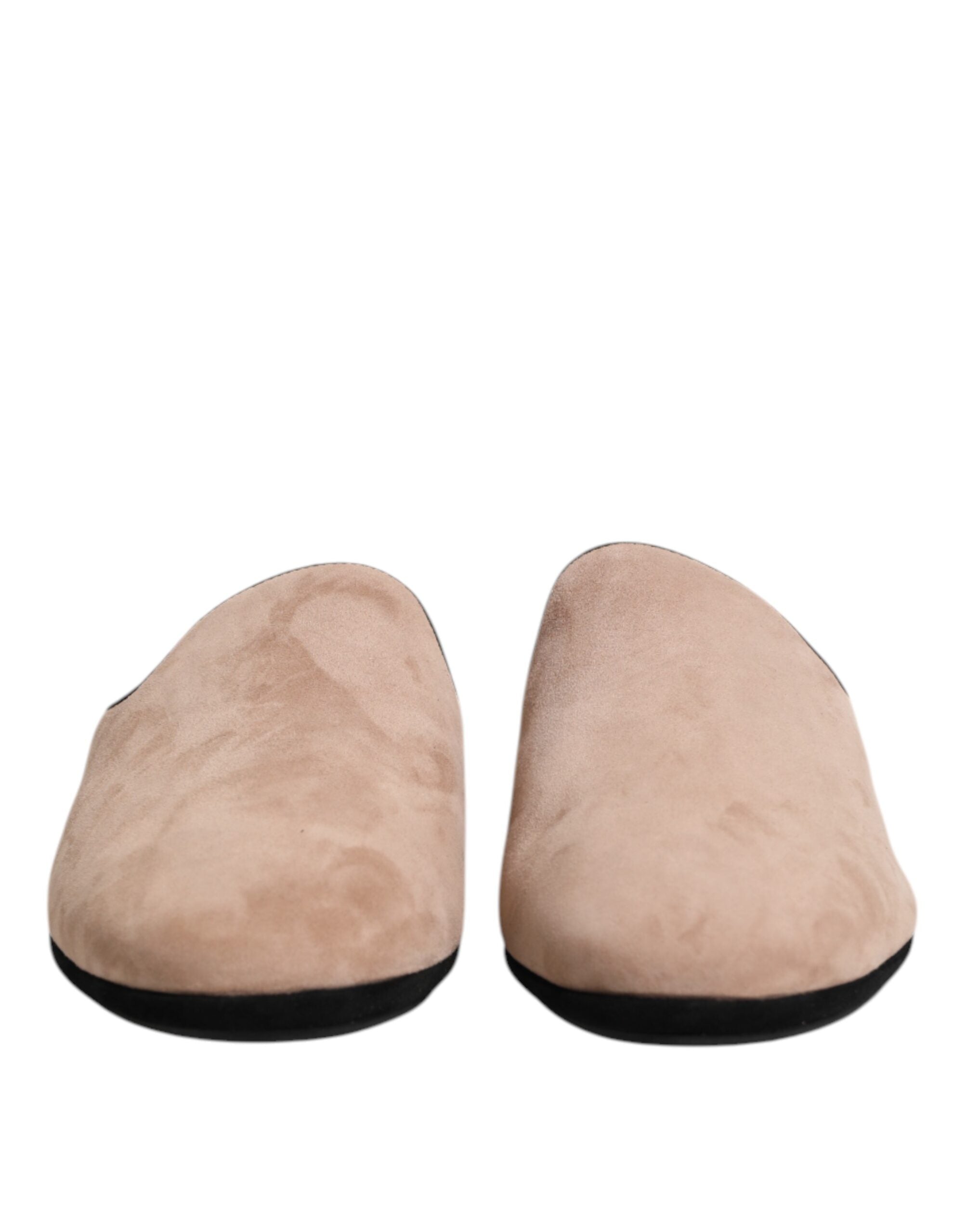 Pantuflas planas de ante beige de Dolce & Gabbana-2