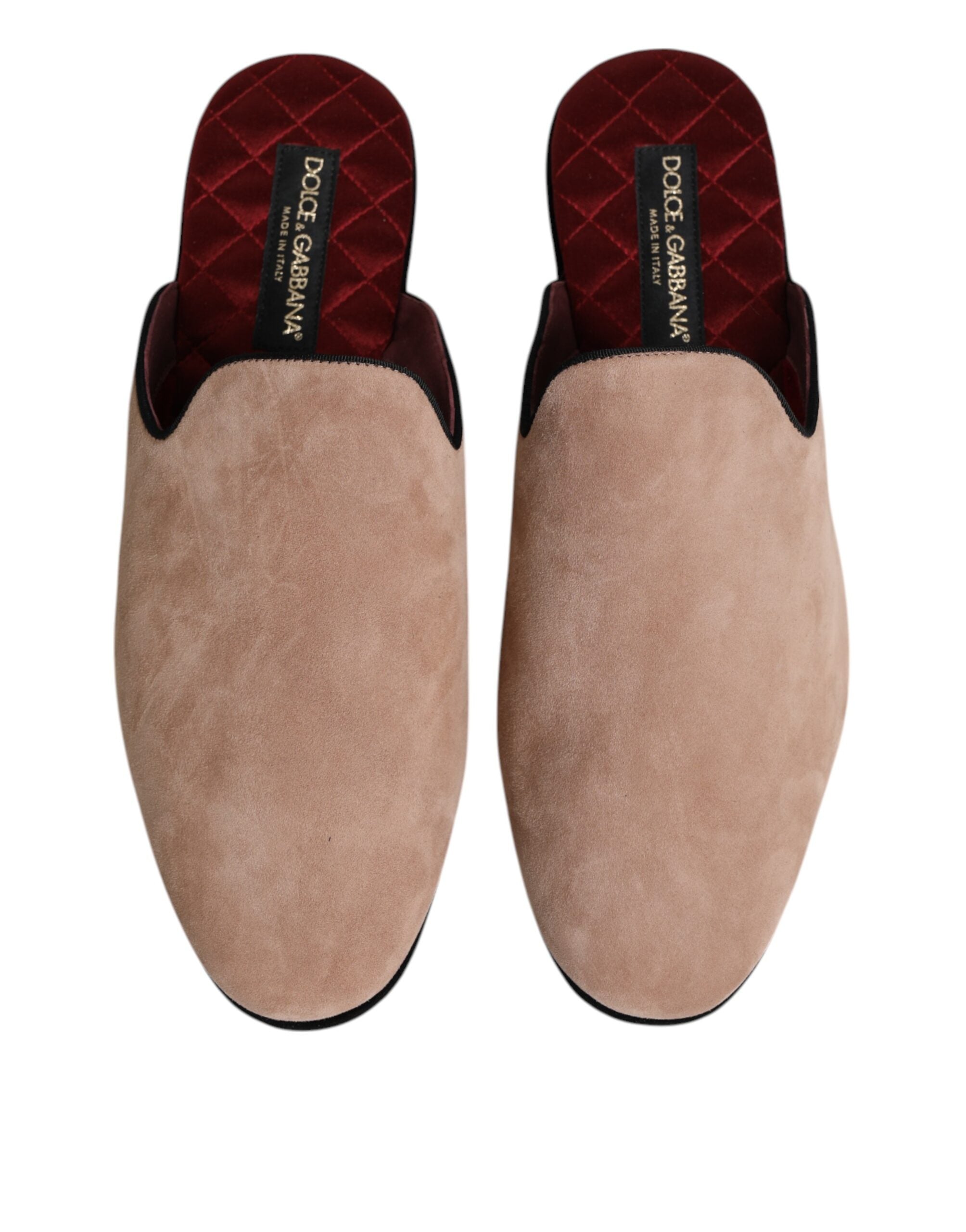 Pantuflas planas de ante beige de Dolce & Gabbana-3