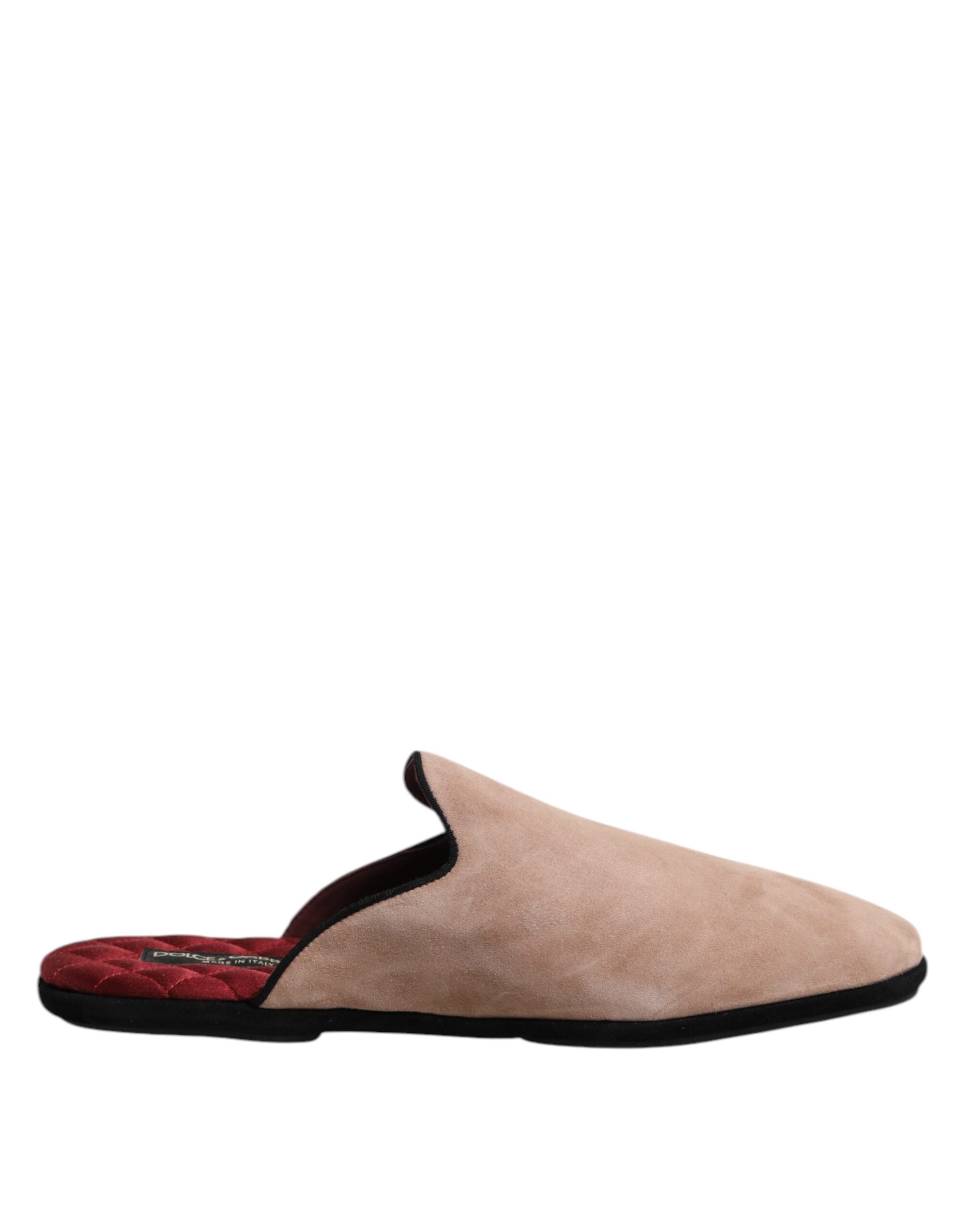 Pantuflas planas de ante beige de Dolce & Gabbana-7