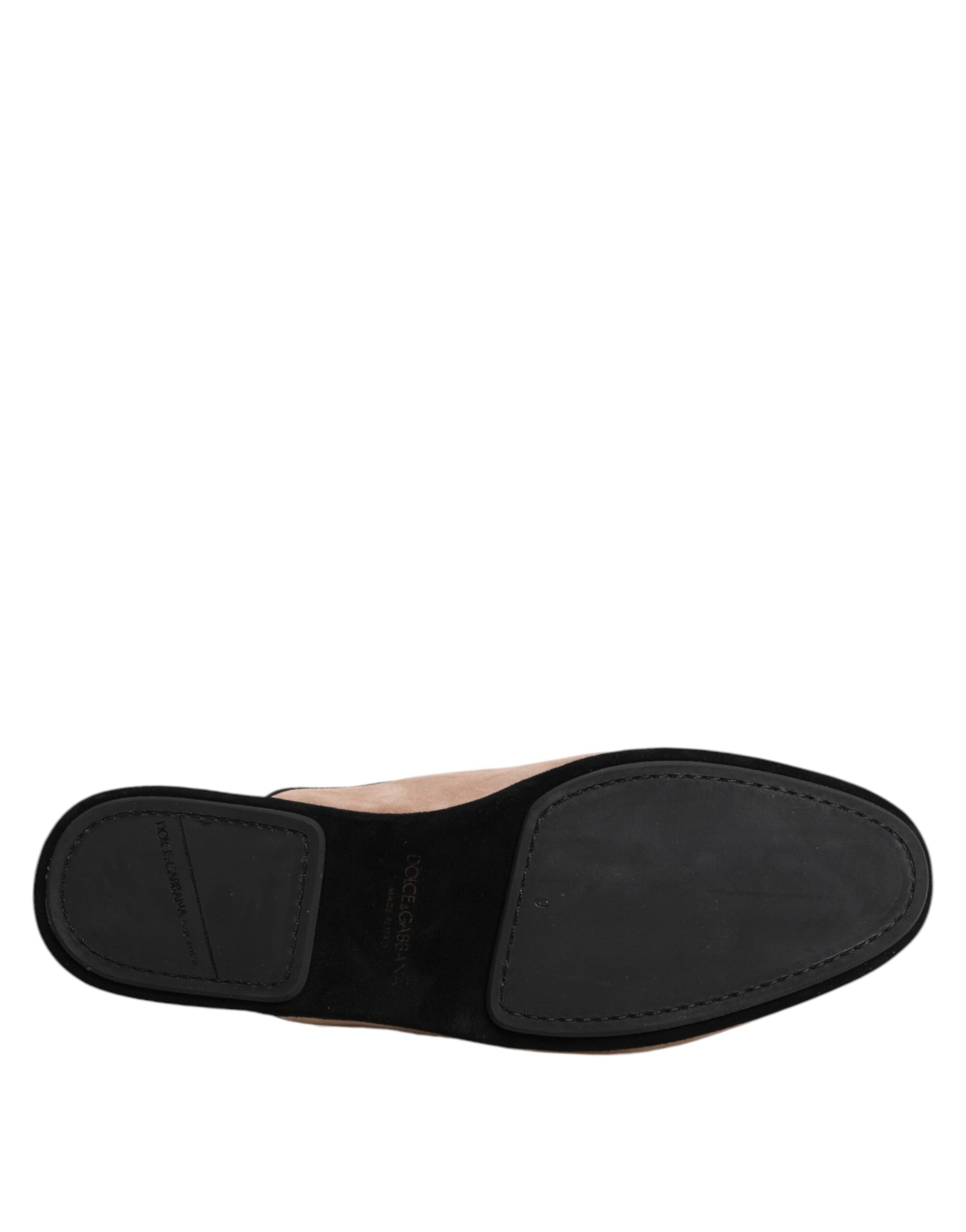 Pantuflas planas de ante beige de Dolce & Gabbana-8