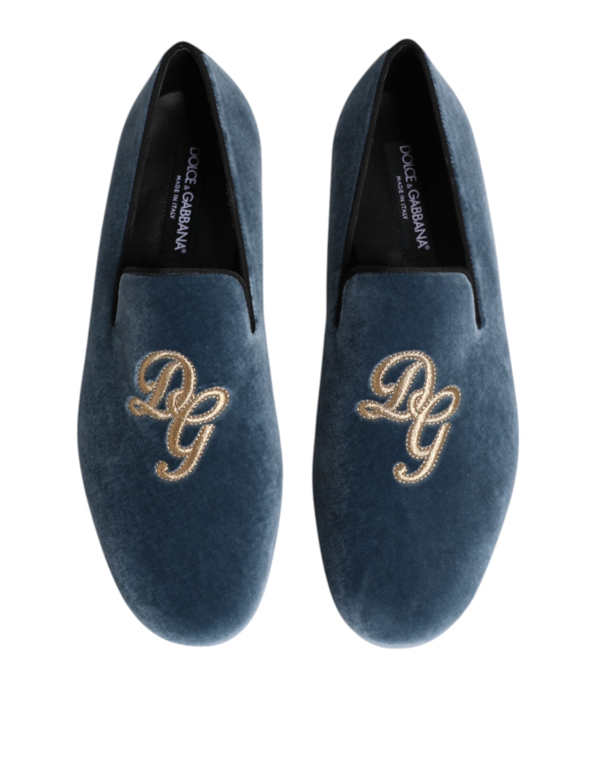 Dolce & Gabbana Blauer Samt DG Logo Loafers Formelle Schuhe-3