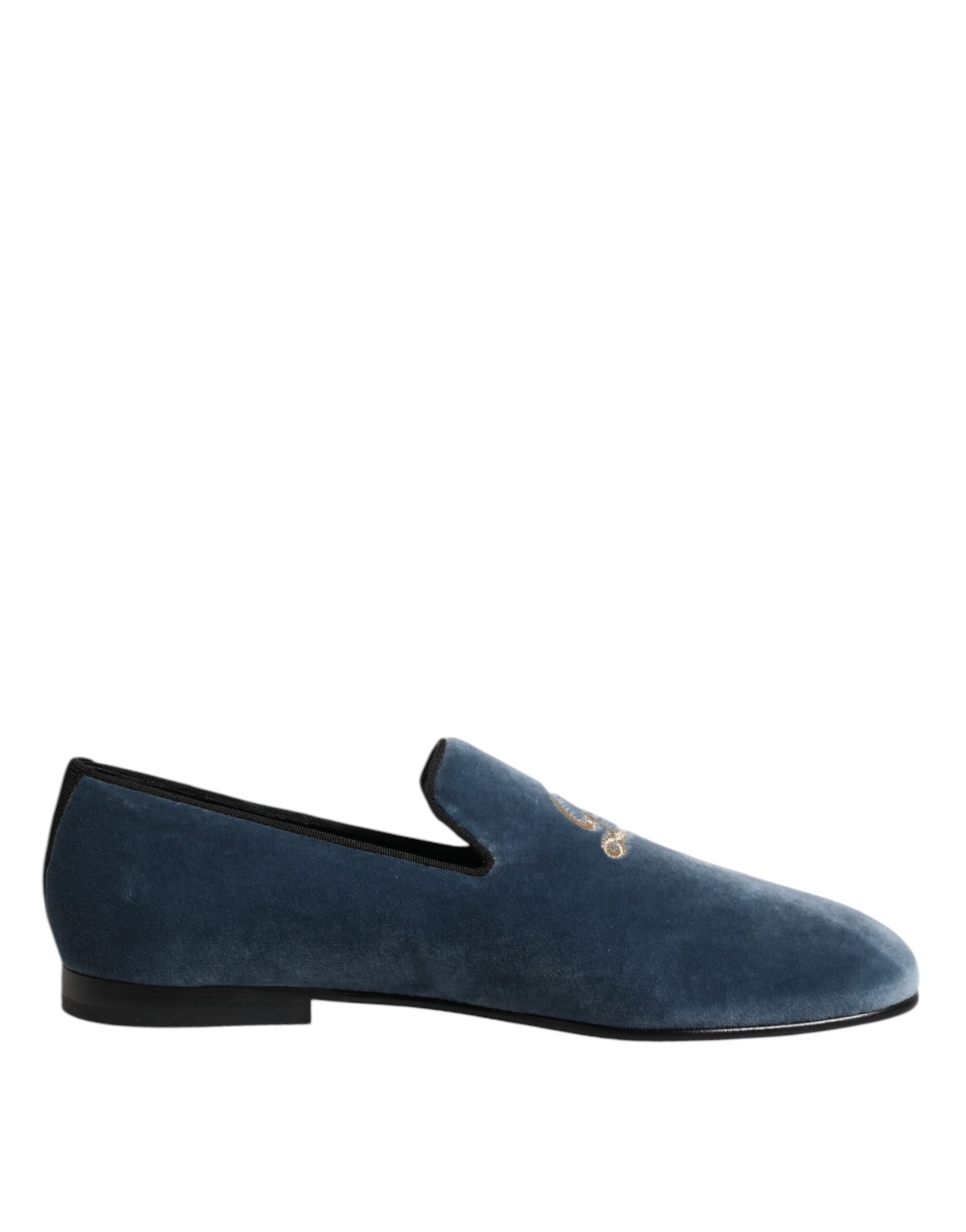 Dolce & Gabbana Blauer Samt DG Logo Loafers Formelle Schuhe-7