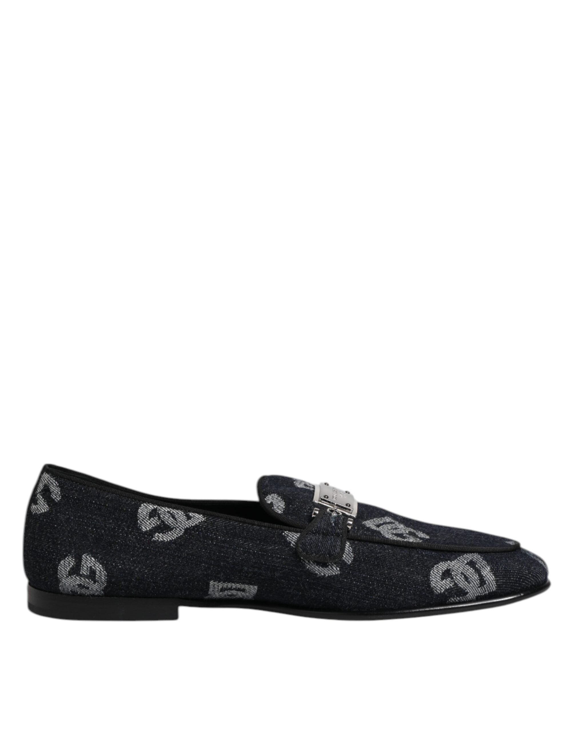 Dolce & Gabbana Blue Logo Cotton Loafers Formal Dress Shoes-7