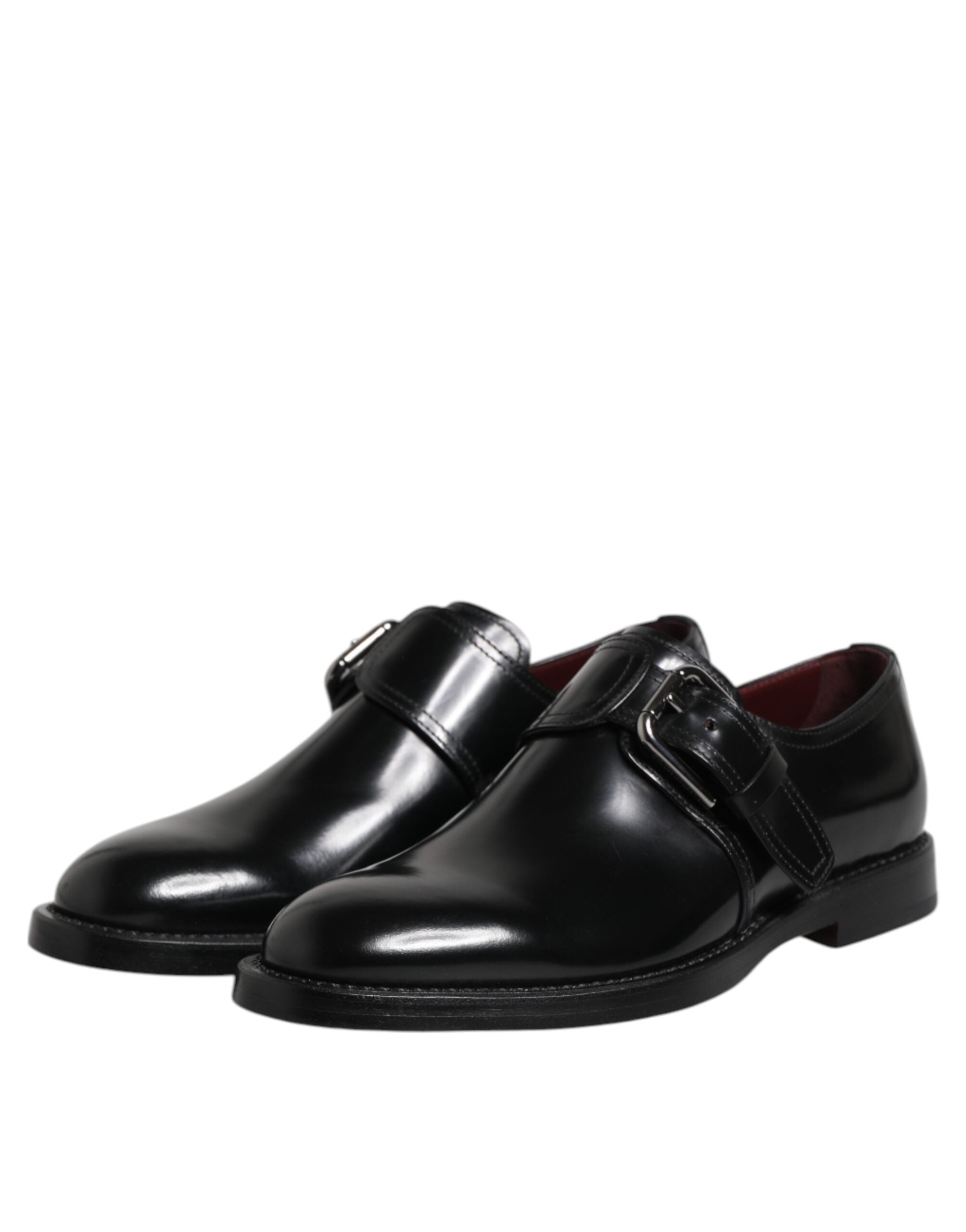 Zapatos Derby formales con correa de monje de cuero negro de Dolce & Gabbana-4
