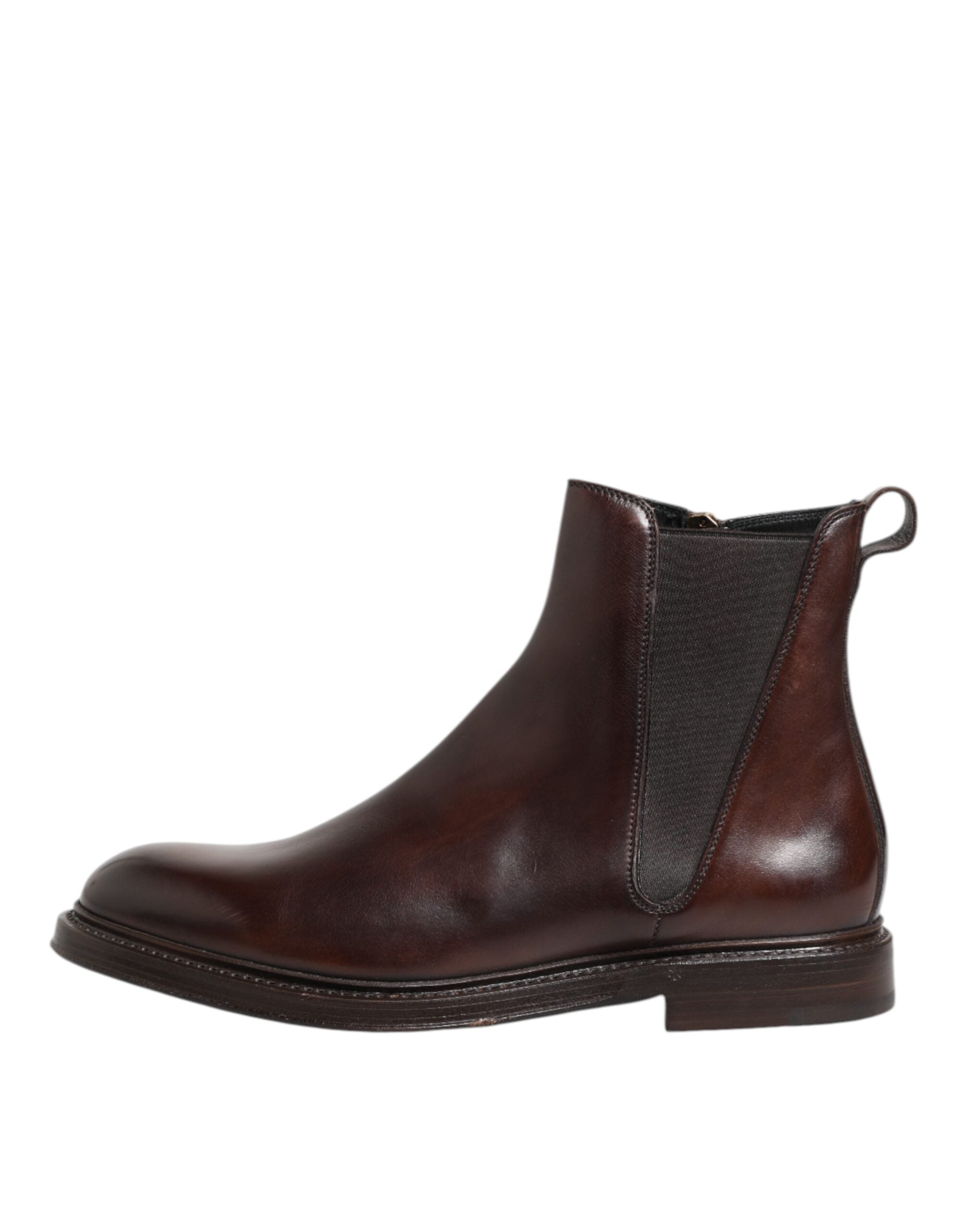 Dolce & Gabbana Brown Chelsea Leather Mid Calf Boots Shoes-5