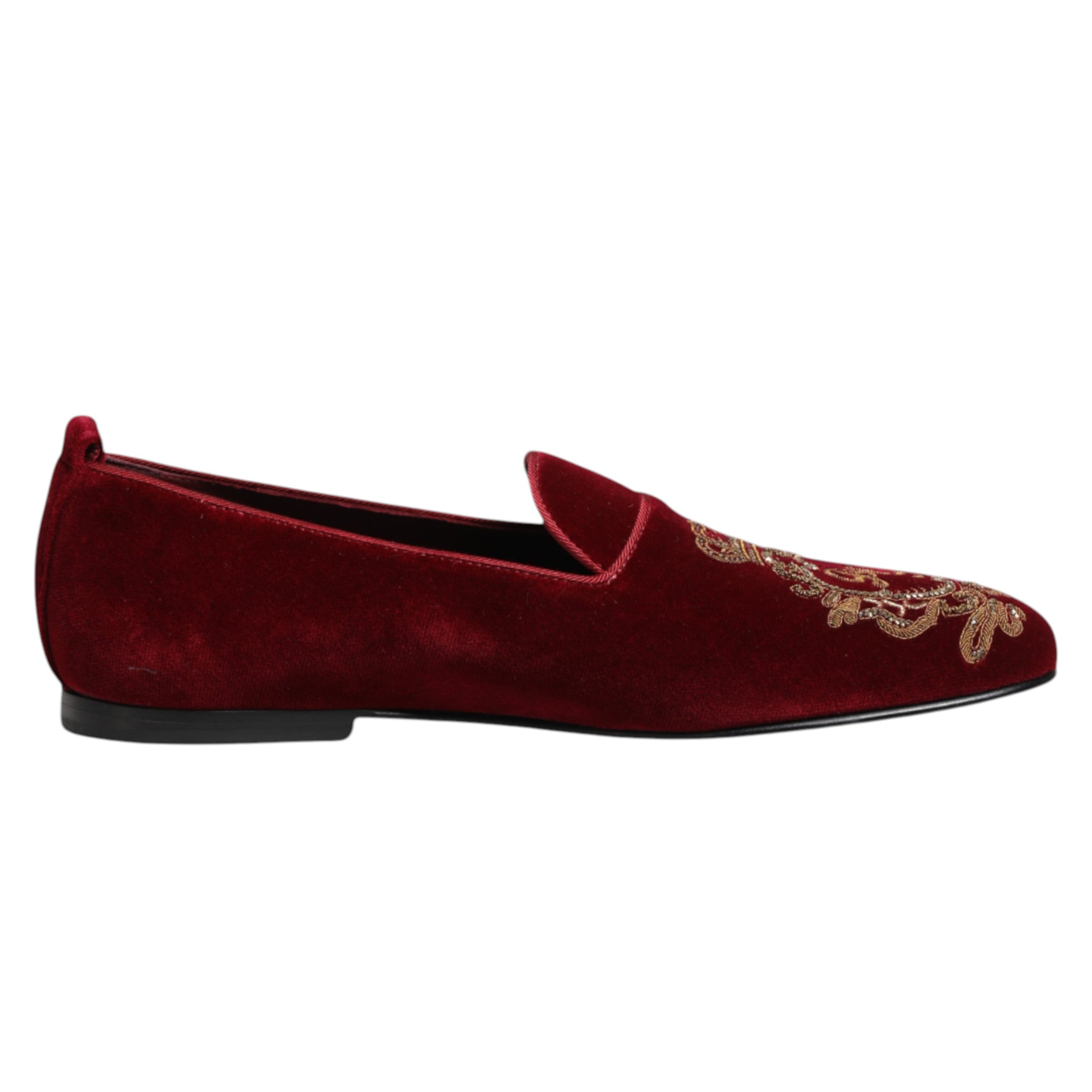 Mocasines Dolce & Gabbana Red Velvet Gold Crown para hombre-2