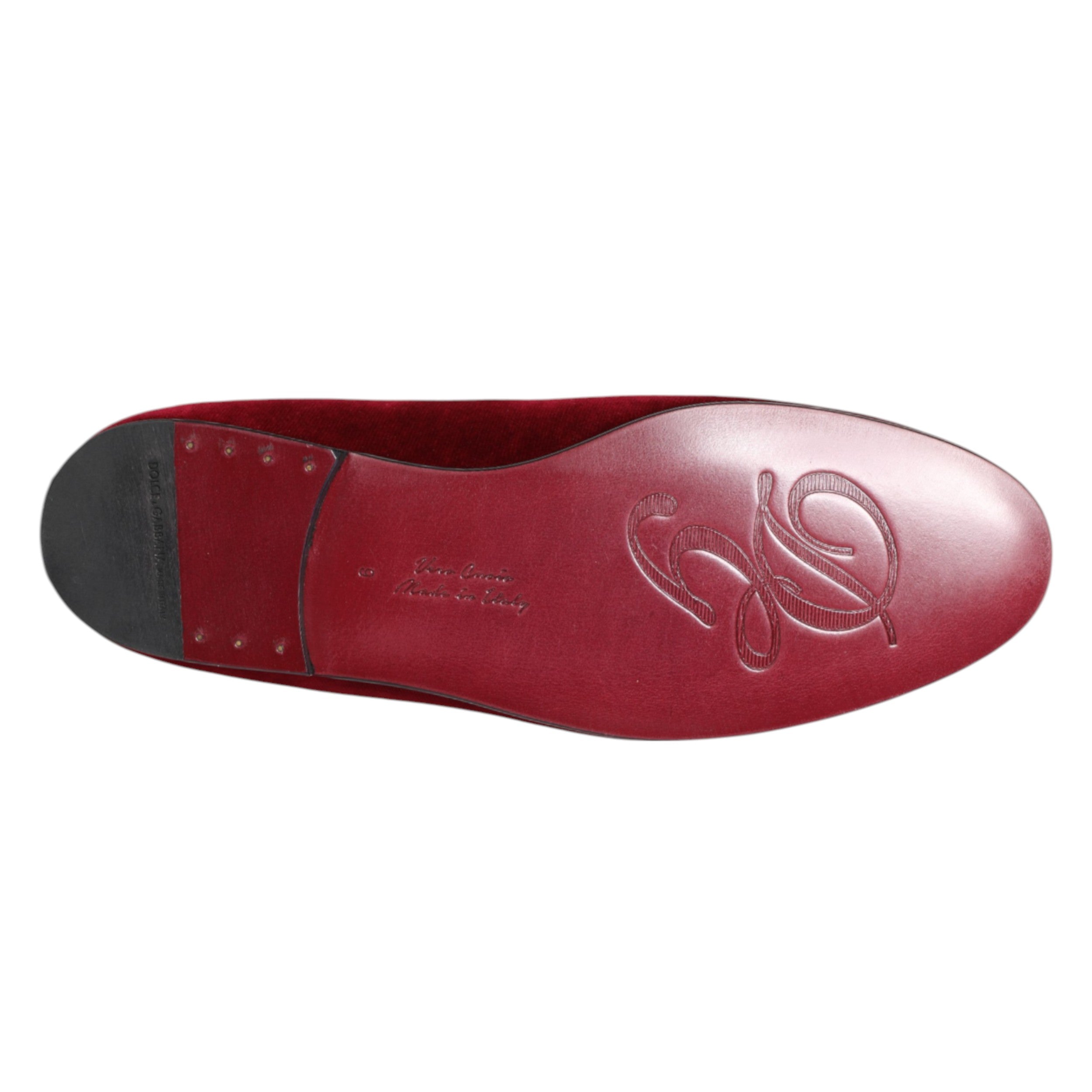 Mocasines Dolce & Gabbana Red Velvet Gold Crown para hombre-3