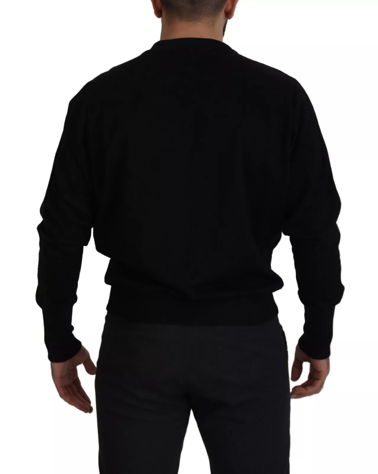 Dolce & Gabbana Black Cotton Crew Neck Sweatshirt Pullover-4