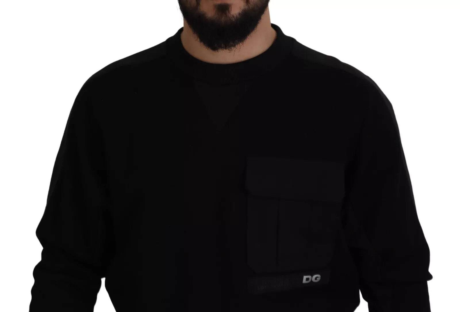 Dolce & Gabbana Black Cotton Crew Neck Sweatshirt Pullover-5