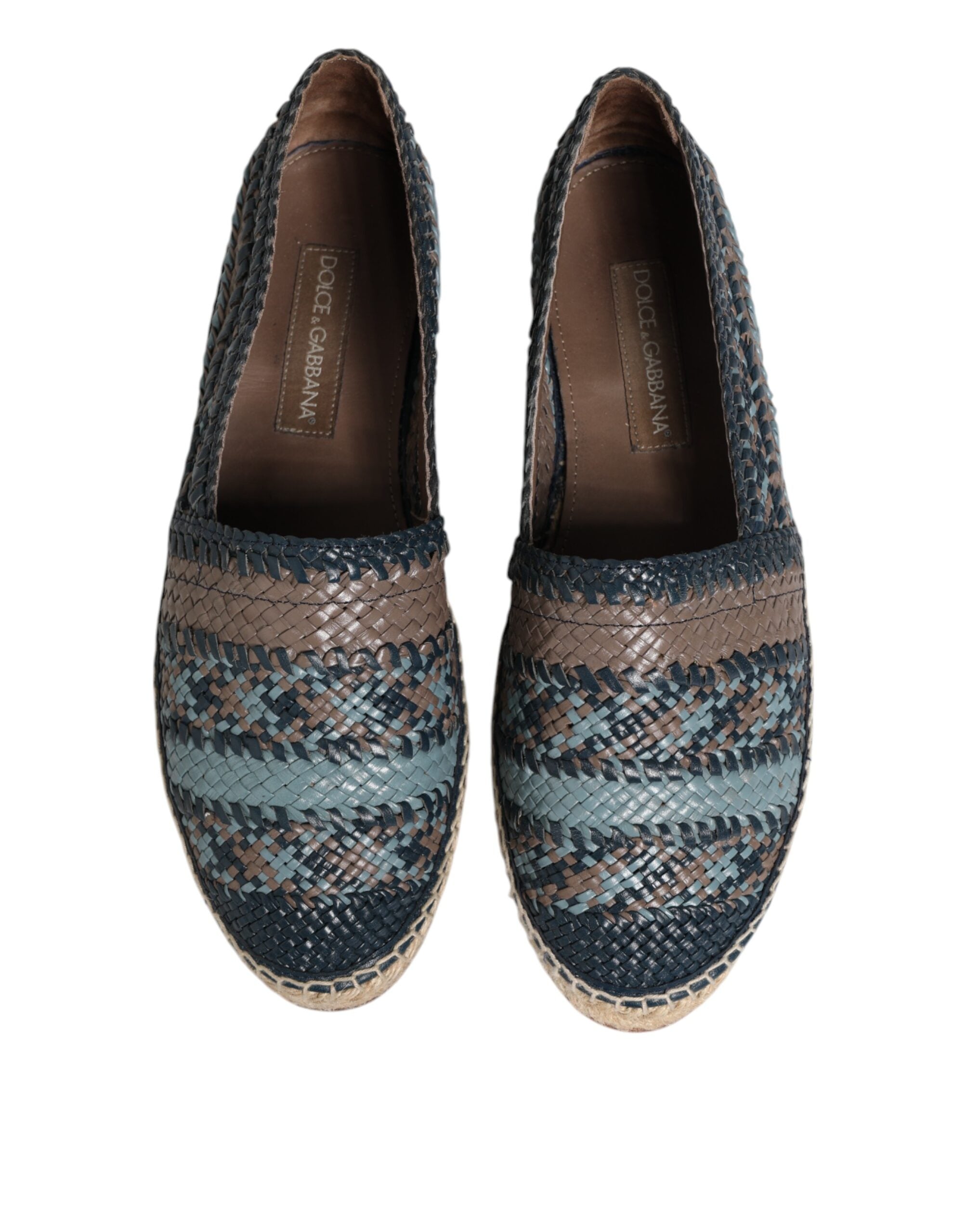 Alpargatas Dolce & Gabbana de piel tejida en azul grisáceo de Buffalo-3