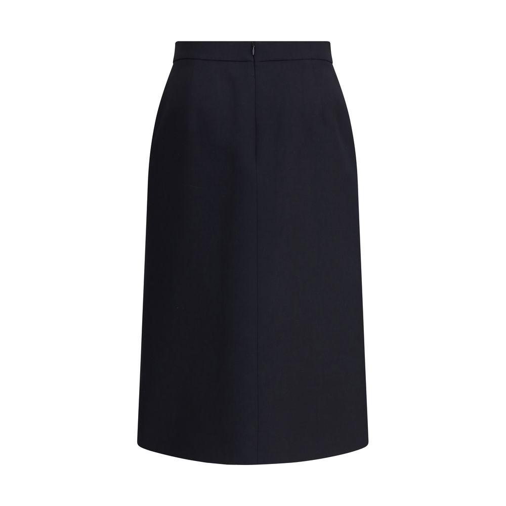 Valentino Garavani Schwarzer Midirock aus Fleece-Wolle-2