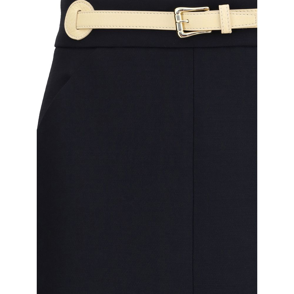 Valentino Garavani Schwarzer Midirock aus Fleece-Wolle-3