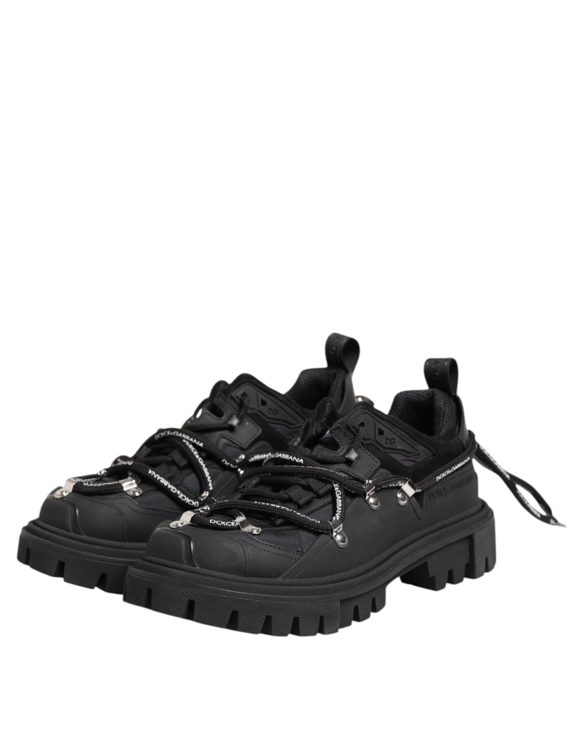 Dolce & Gabbana Black Low Top Lace Up Trekking Sneakers Shoes-4