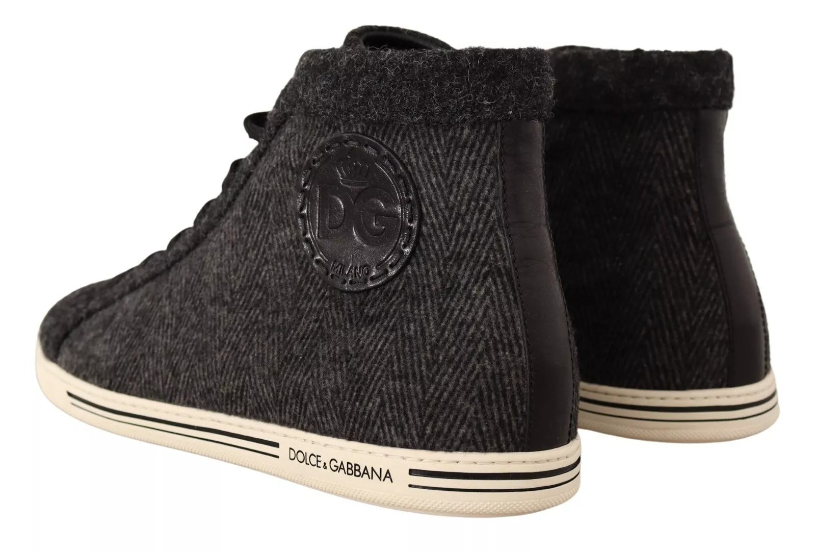Dolce & Gabbana Grey Wool Cotton Casual High Top Sneakers-2