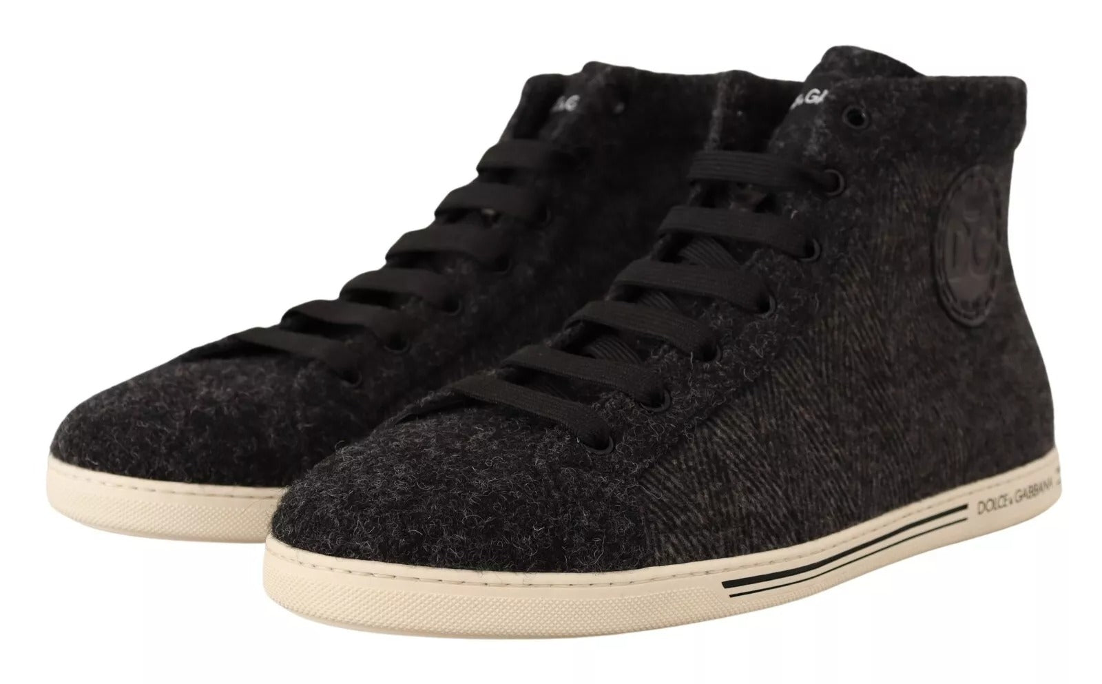 Dolce & Gabbana Grey Wool Cotton Casual High Top Sneakers-3