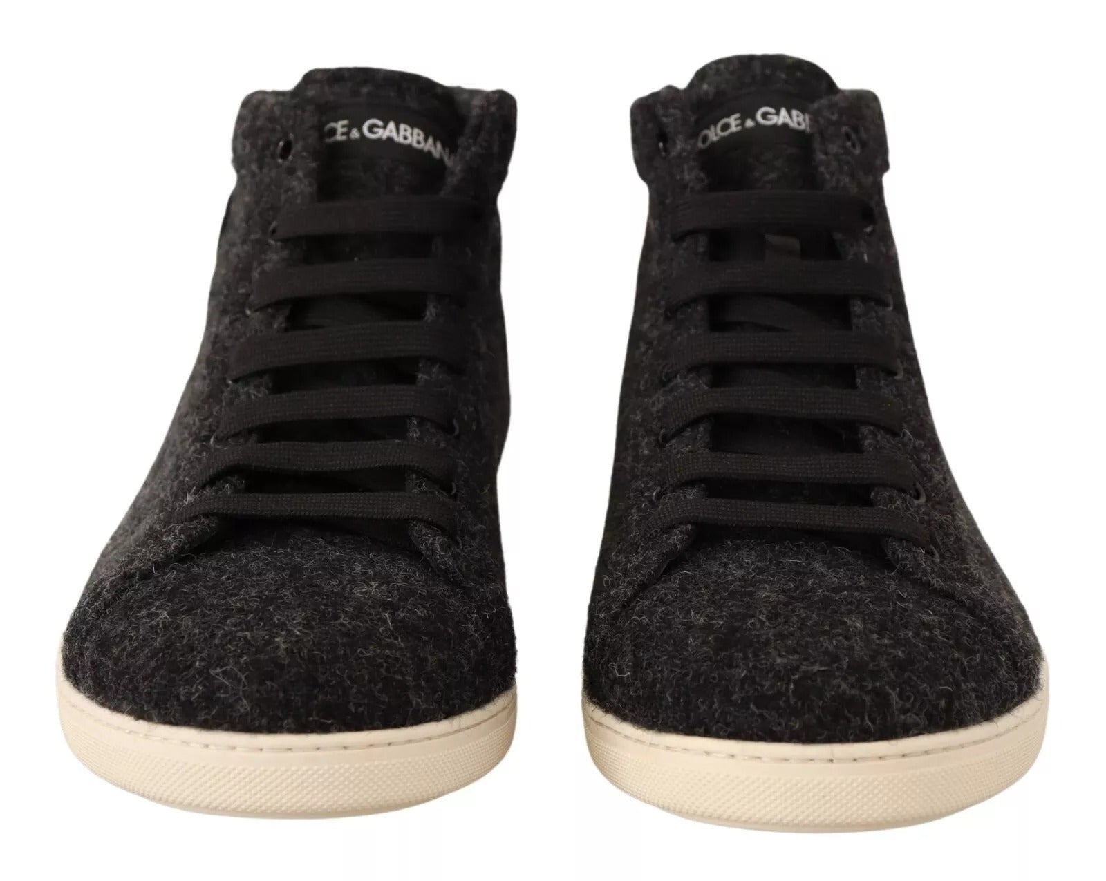 Dolce & Gabbana Grey Wool Cotton Casual High Top Sneakers-4