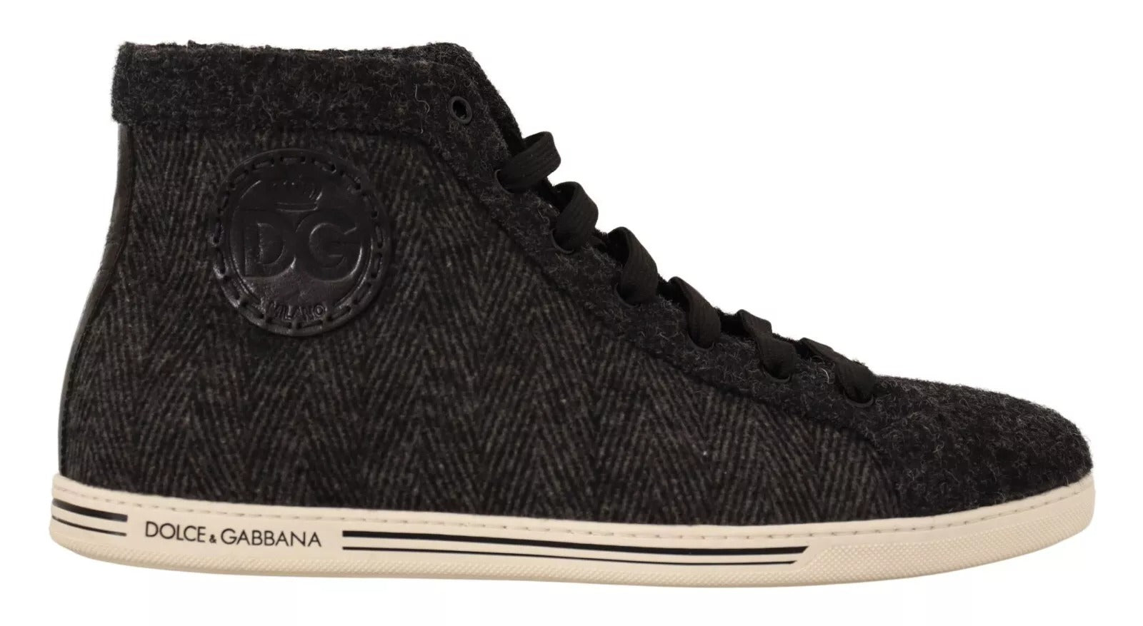Dolce & Gabbana Grey Wool Cotton Casual High Top Sneakers-1
