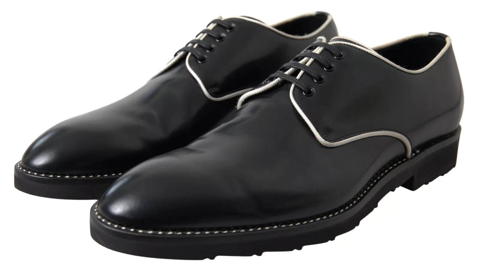 Dolce & Gabbana Schwarze weiße Lederschuhe für formelle Anlässe-2