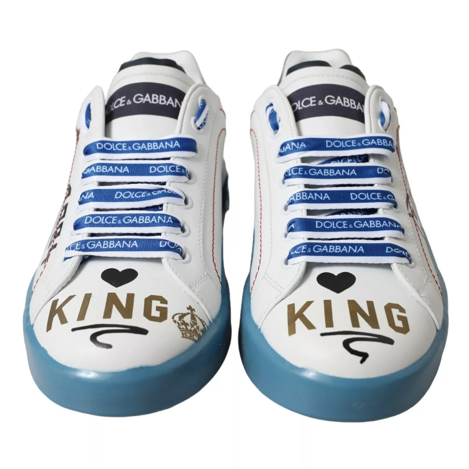 Dolce & Gabbana Blue and White Printed Portofino Melt Sneakers-4