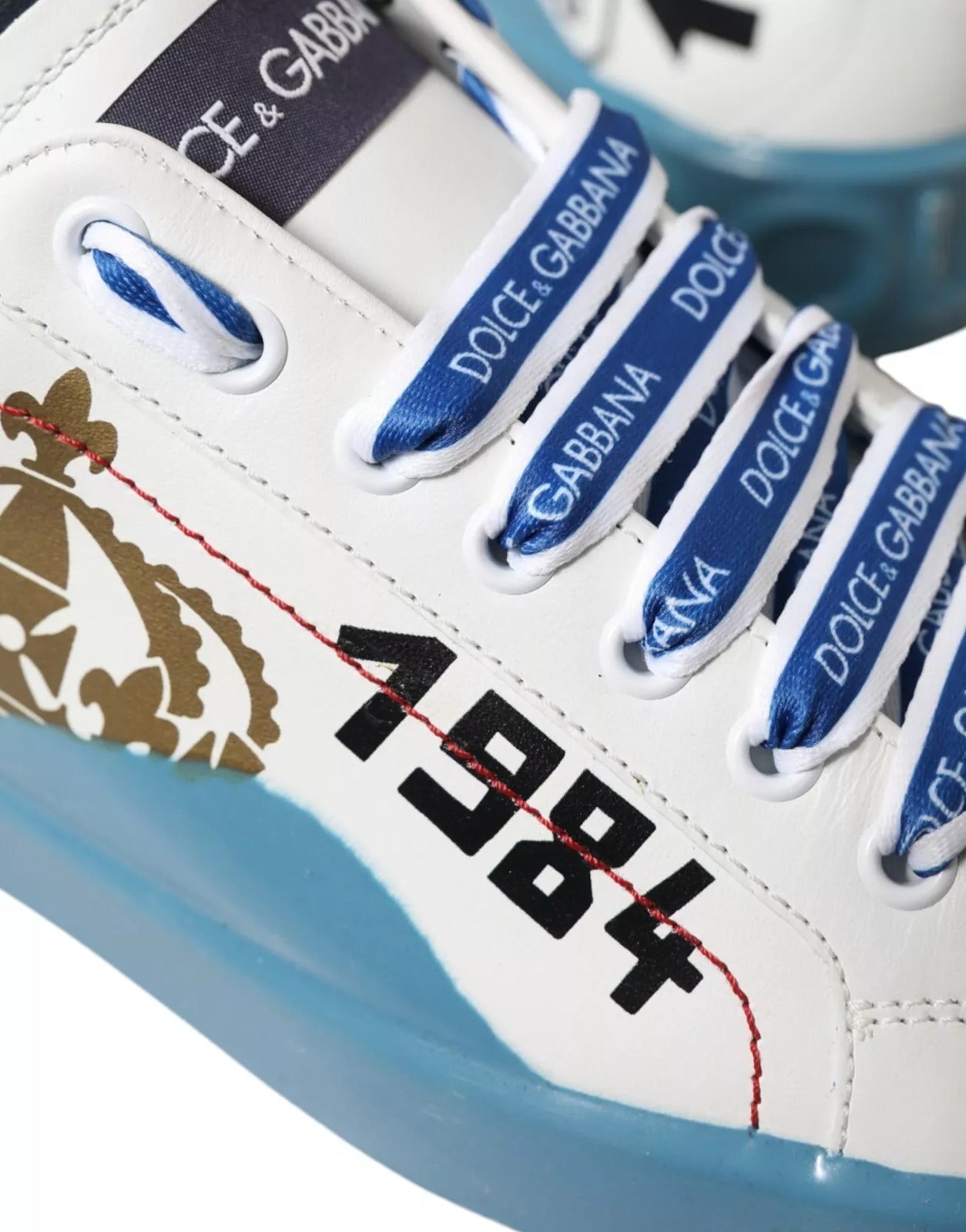 Dolce & Gabbana Blue and White Printed Portofino Melt Sneakers-5