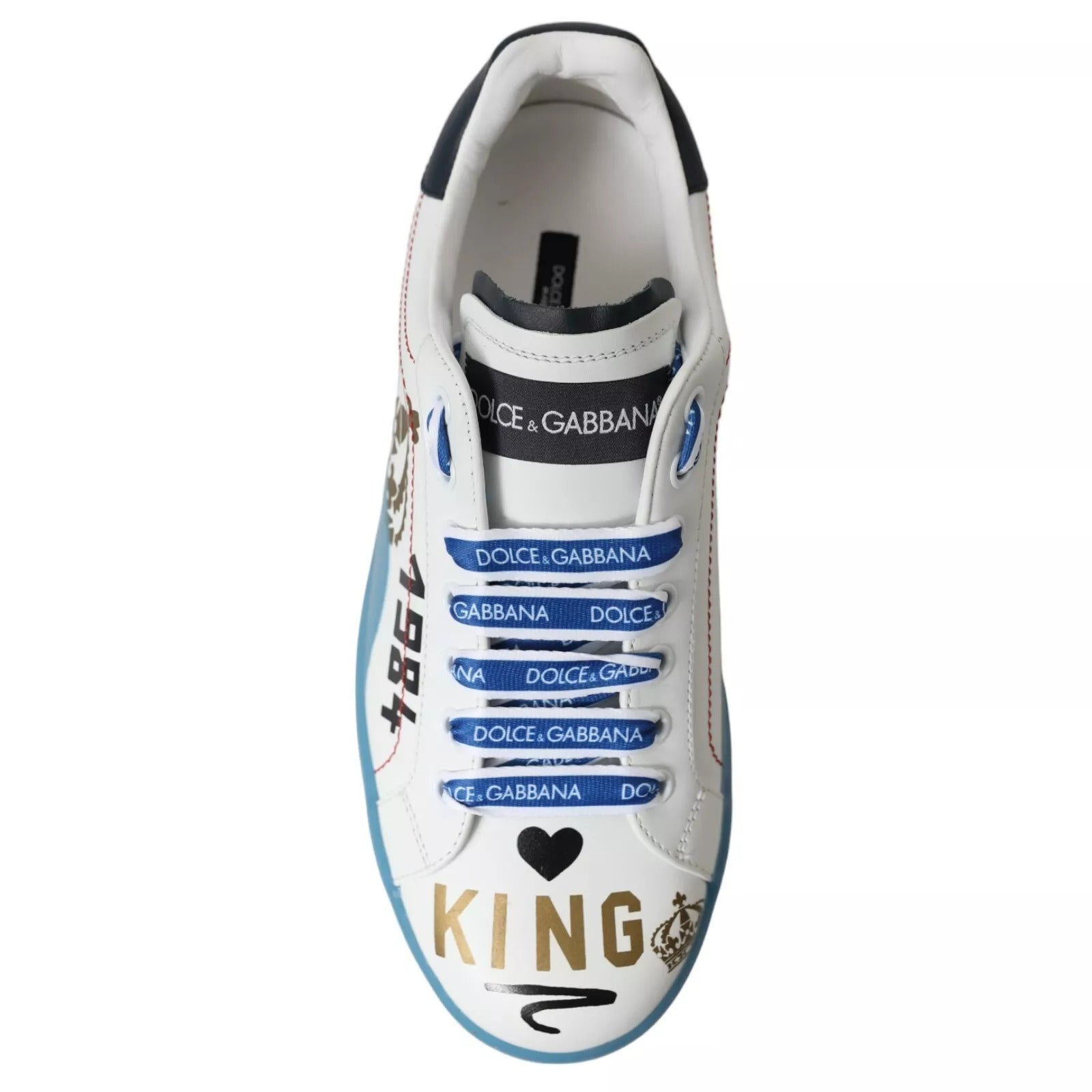 Dolce & Gabbana Blue and White Printed Portofino Melt Sneakers-6