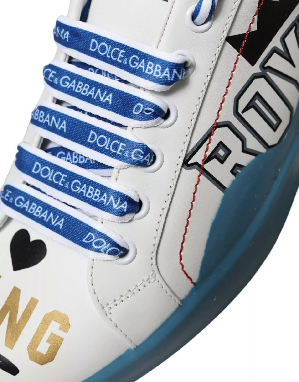 Dolce & Gabbana Blue and White Printed Portofino Melt Sneakers-7