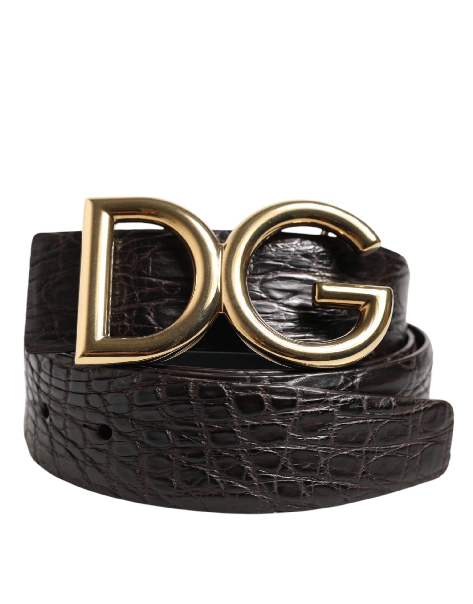 Dolce & Gabbana Black Exotic Leather DG Logo Buckle Belt-2