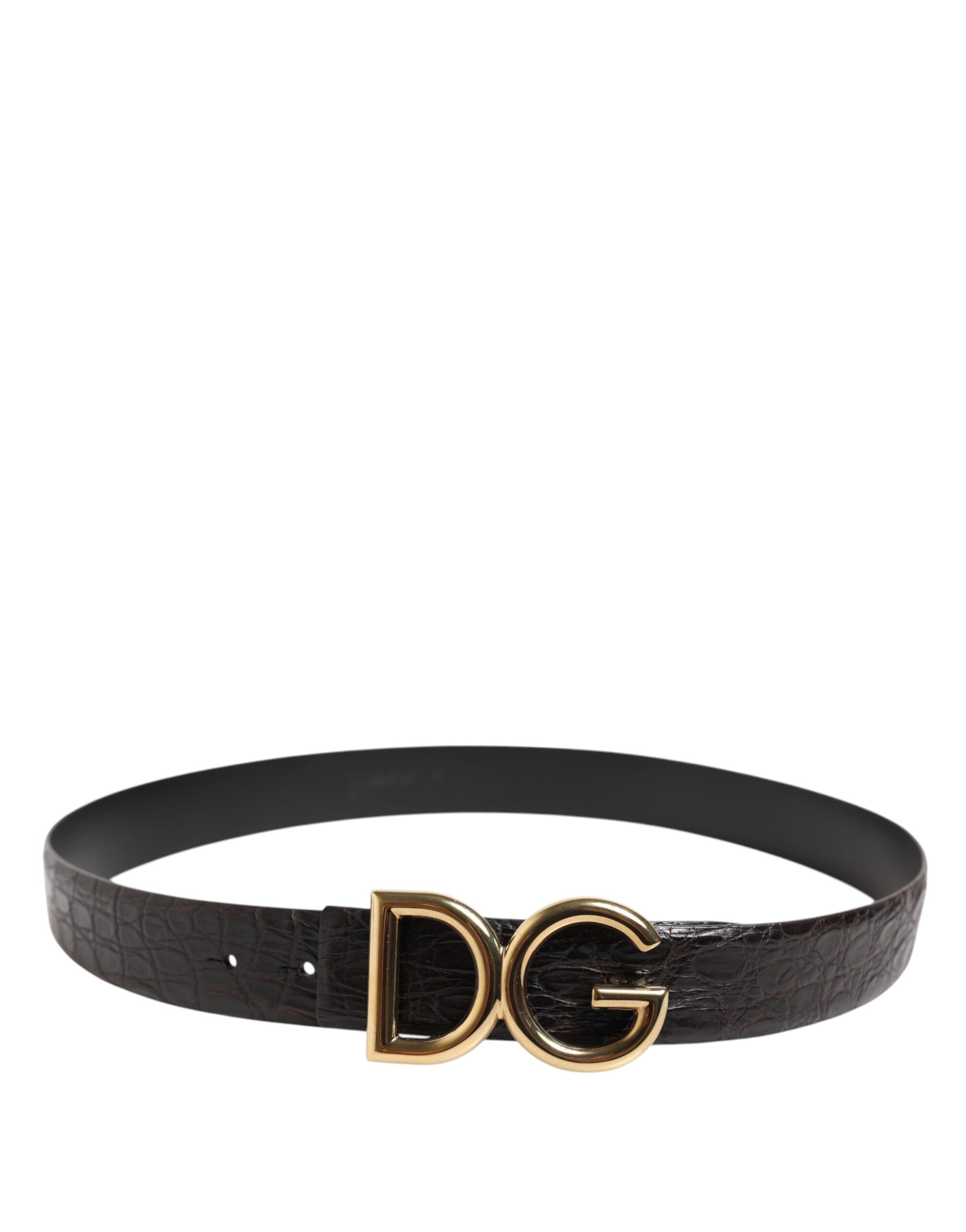 Dolce & Gabbana Black Exotic Leather DG Logo Buckle Belt-3