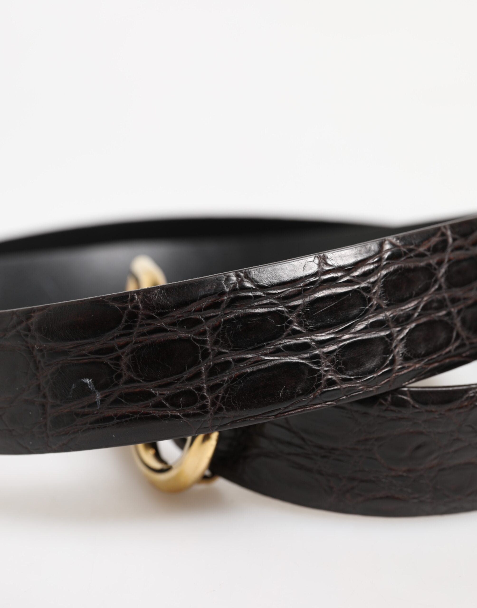 Dolce & Gabbana Black Exotic Leather DG Logo Buckle Belt-5