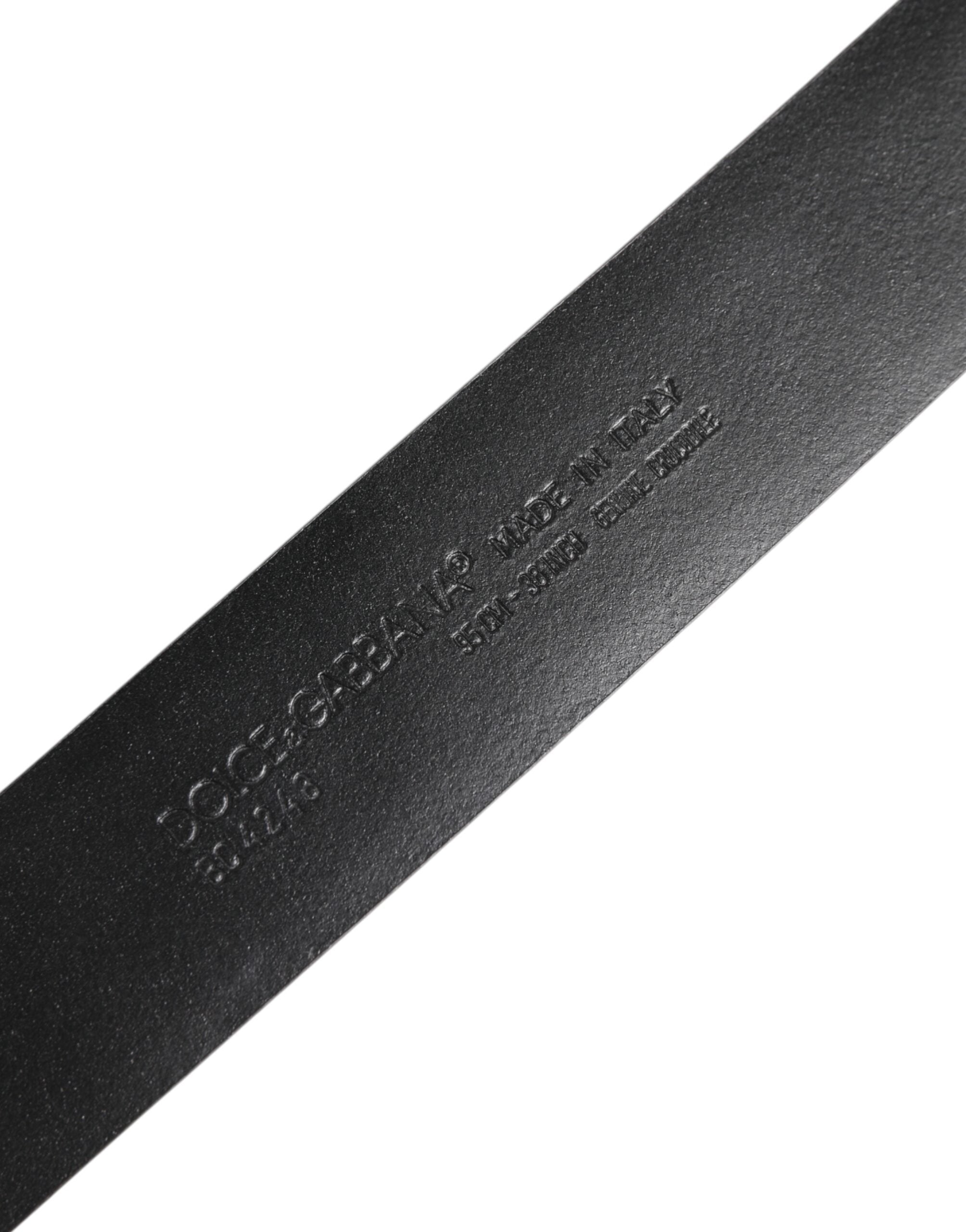 Dolce & Gabbana Black Exotic Leather DG Logo Buckle Belt-6