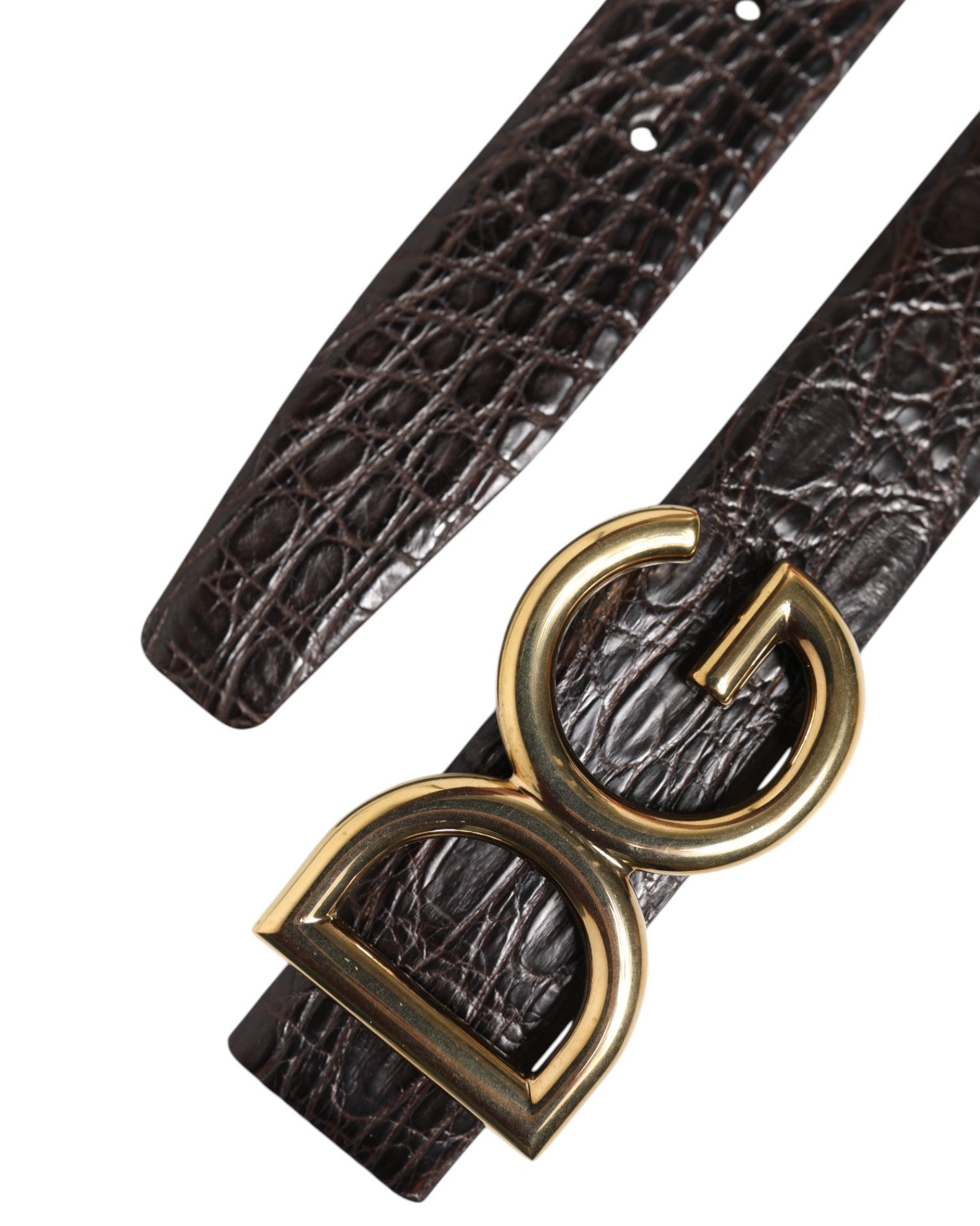 Dolce & Gabbana Black Exotic Leather DG Logo Buckle Belt-7