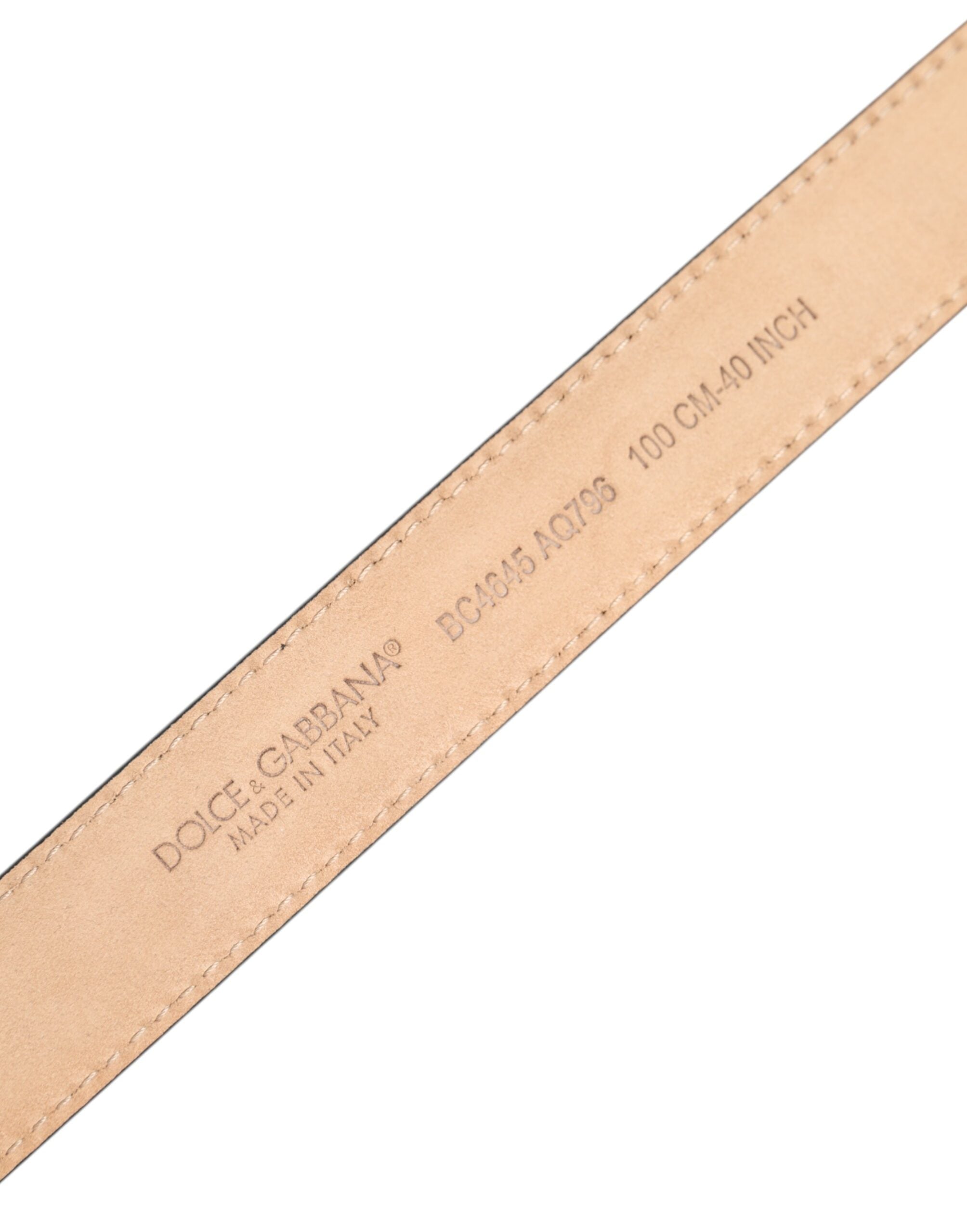 Dolce & Gabbana Metallischer Leder Gürtel mit silberfarbener Logoschnalle-5