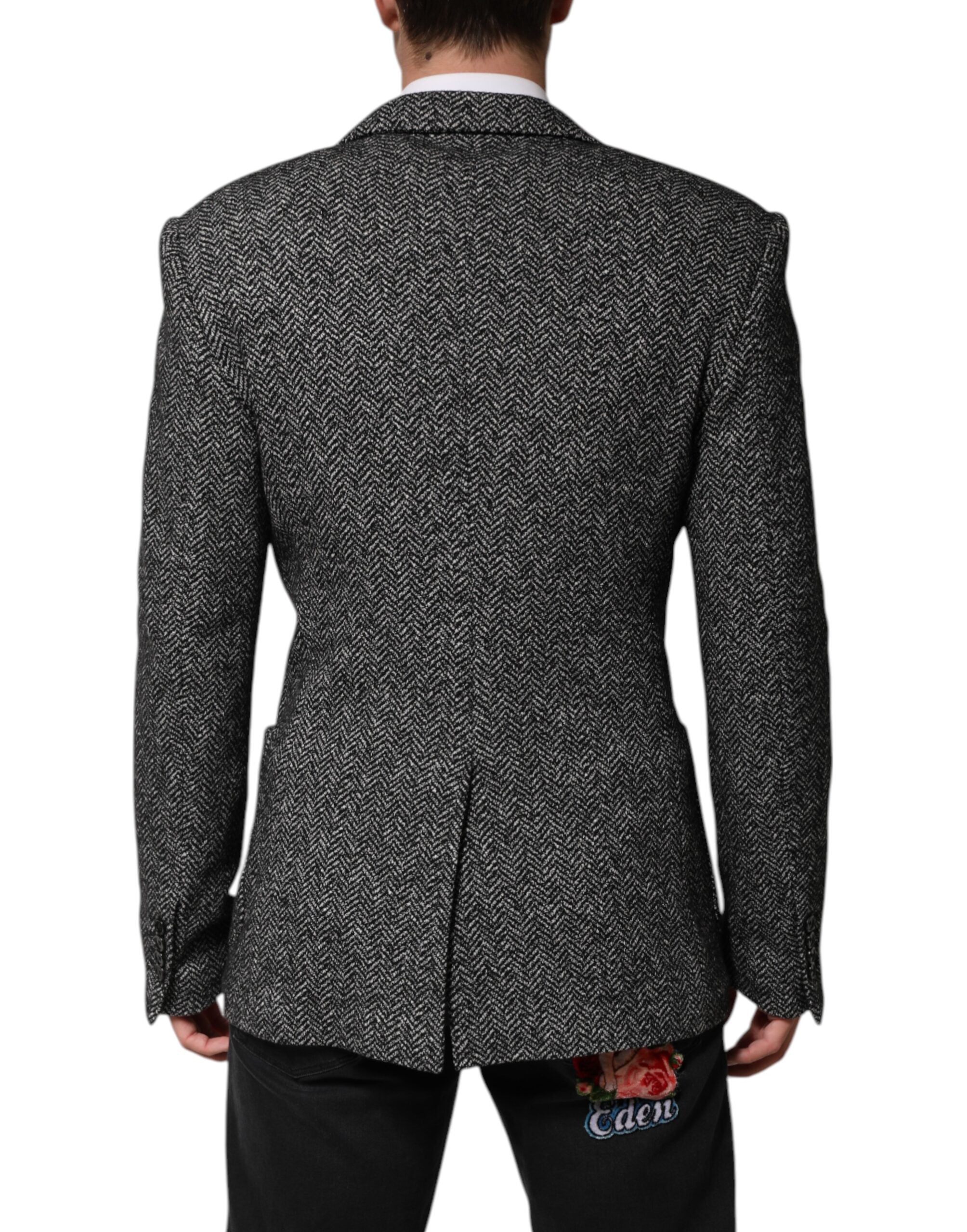 Dolce & Gabbana Schwarz Weiß Zweireiher Männer Anzug Blazer-4