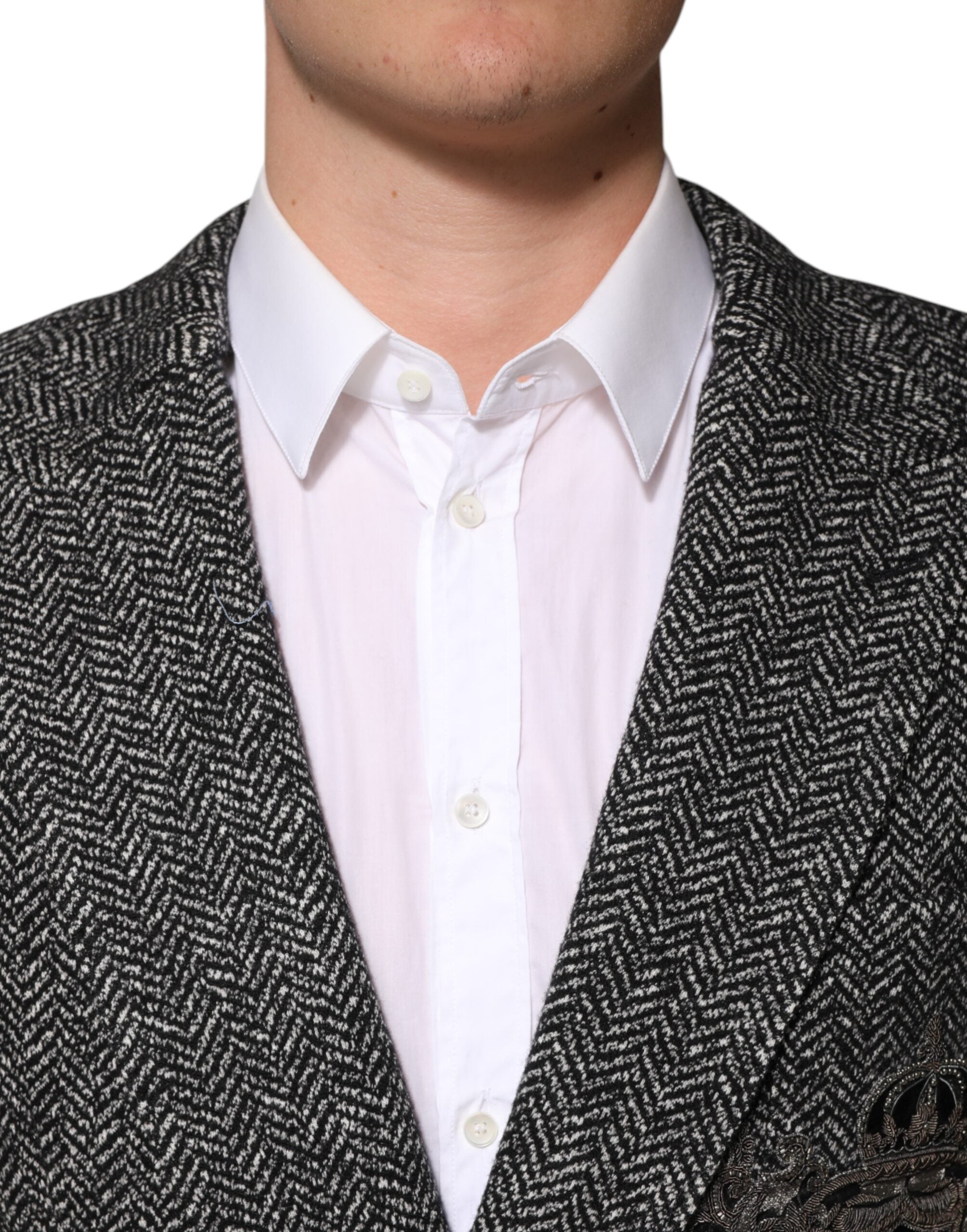 Dolce & Gabbana Schwarz Weiß Zweireiher Männer Anzug Blazer-5