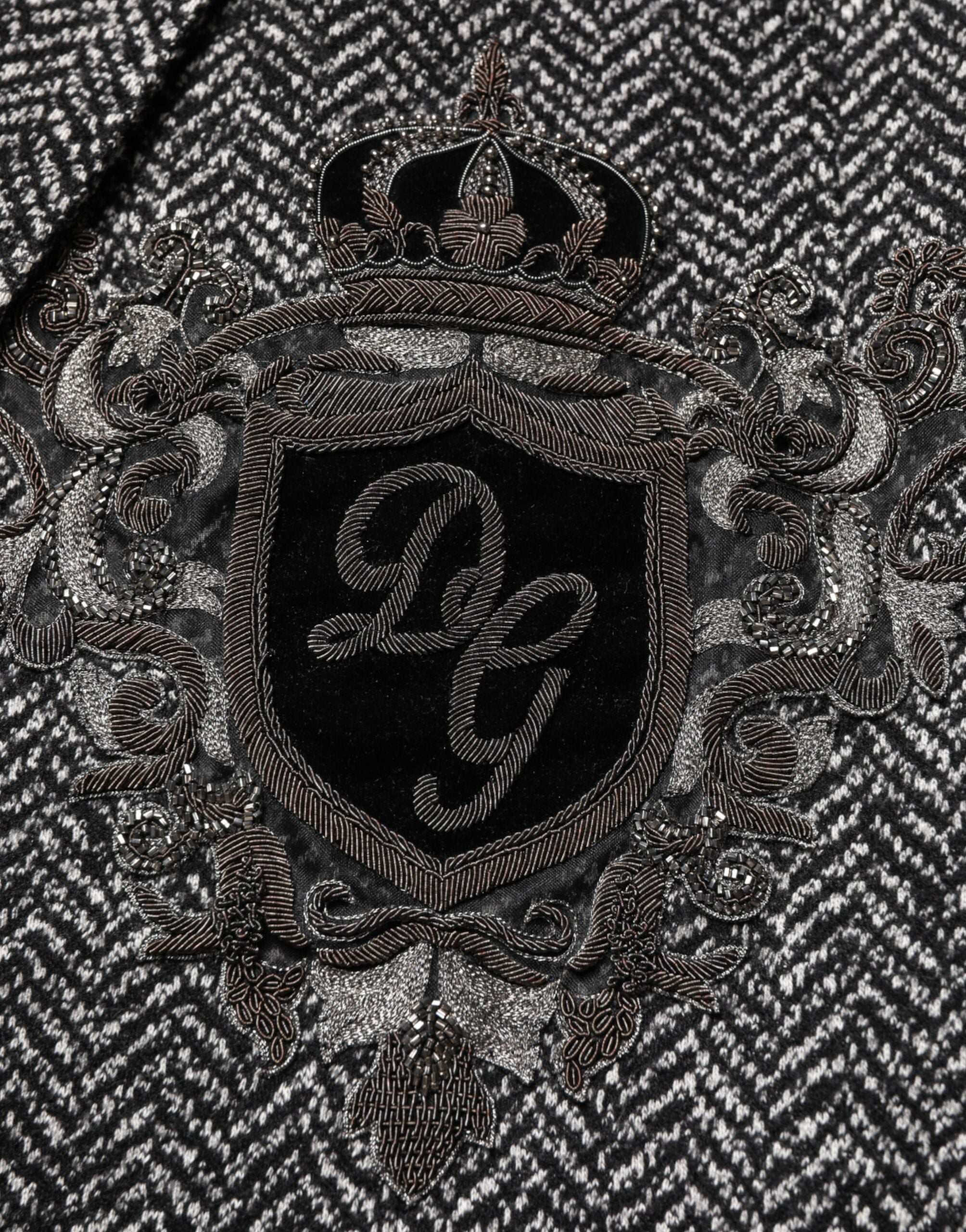 Dolce & Gabbana Schwarz Weiß Zweireiher Männer Anzug Blazer-7