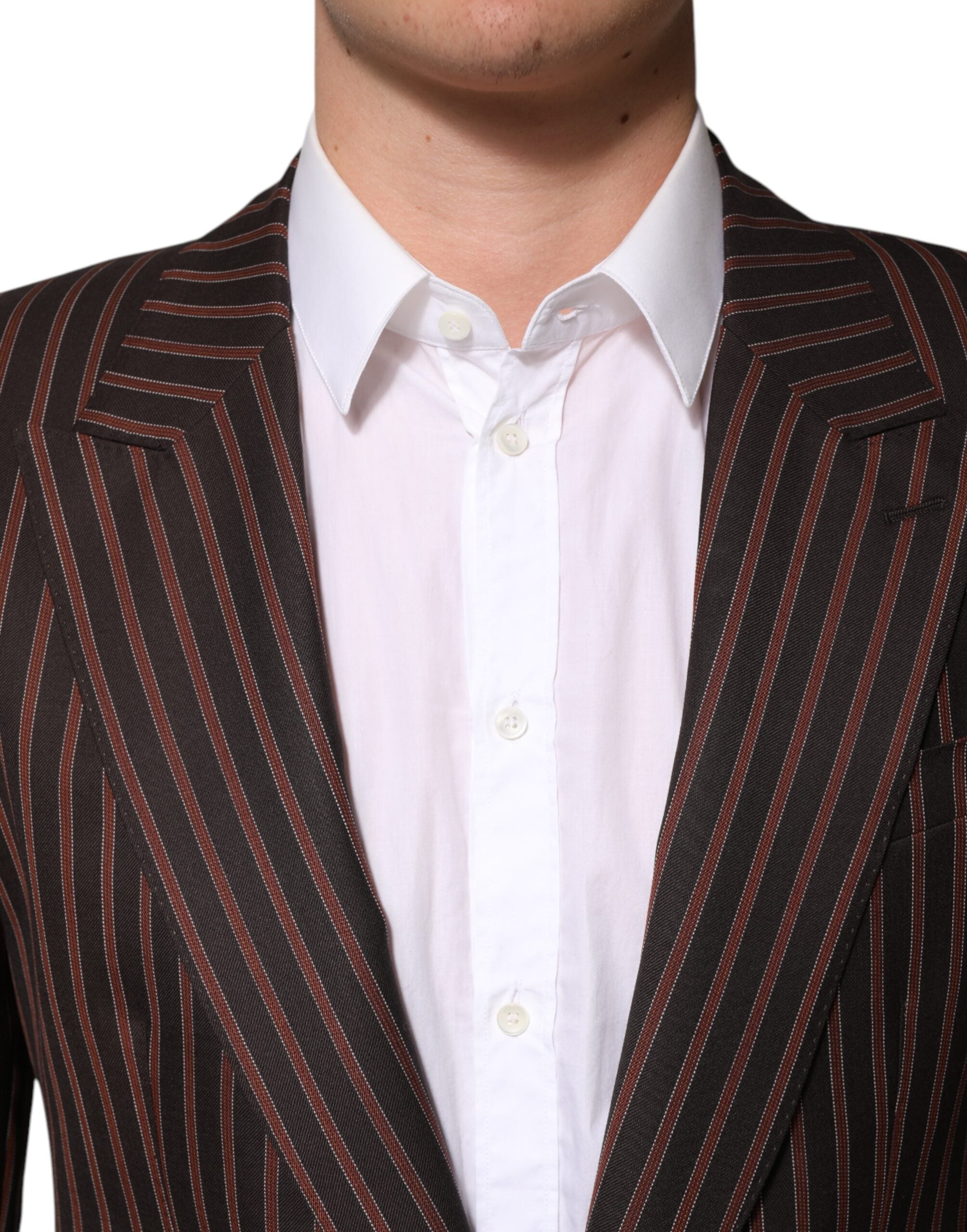 Dolce & Gabbana Schwarzbraun gestreifter einreihiger Blazer-5