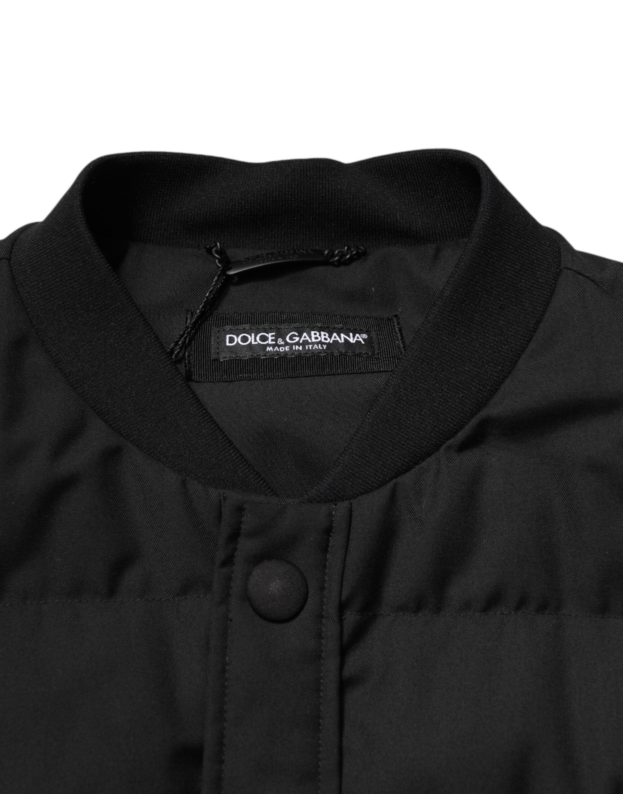 Parka negra sin mangas con placa del logotipo de Dolce & Gabbana-5