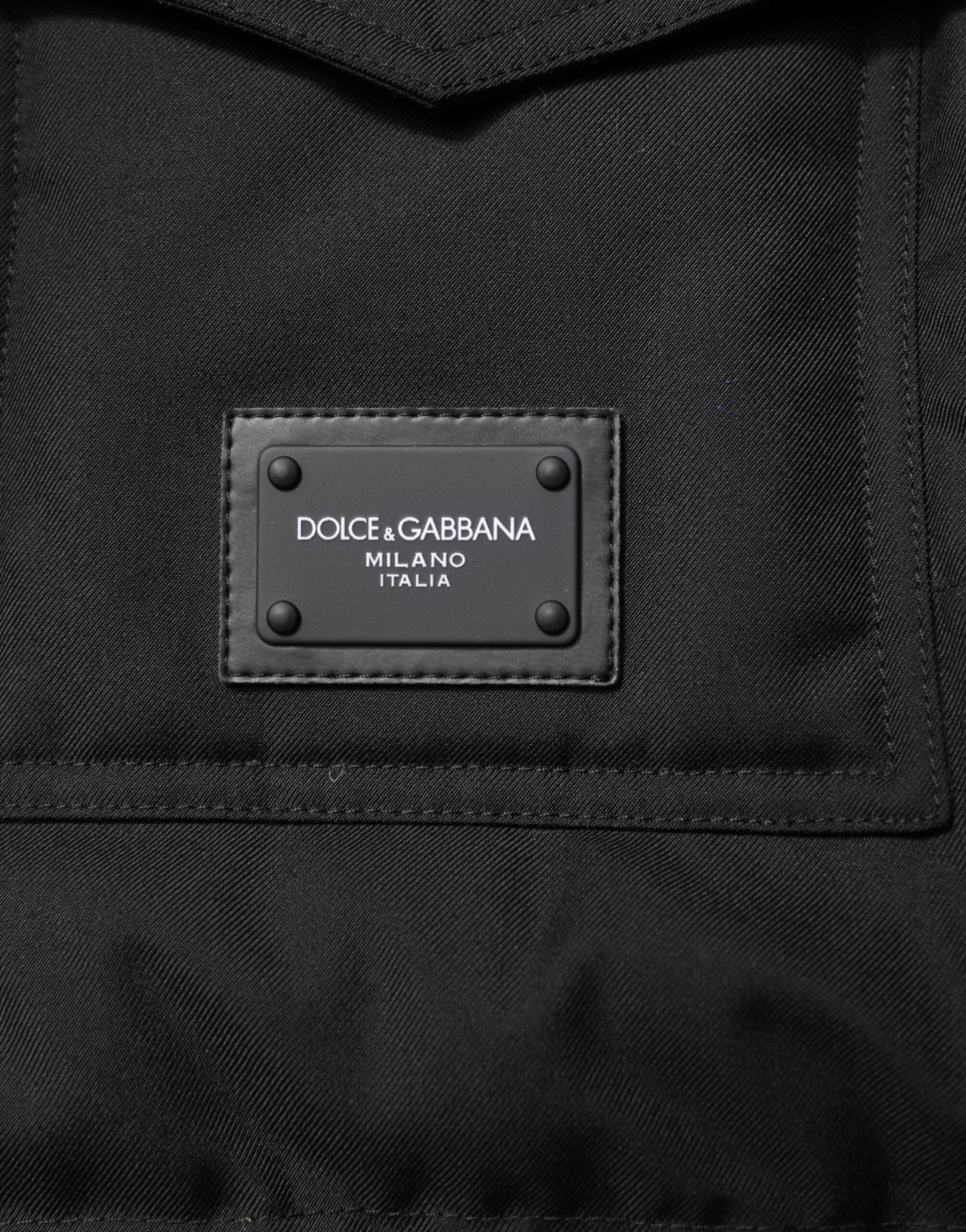 Parka negra sin mangas con placa del logotipo de Dolce & Gabbana-6